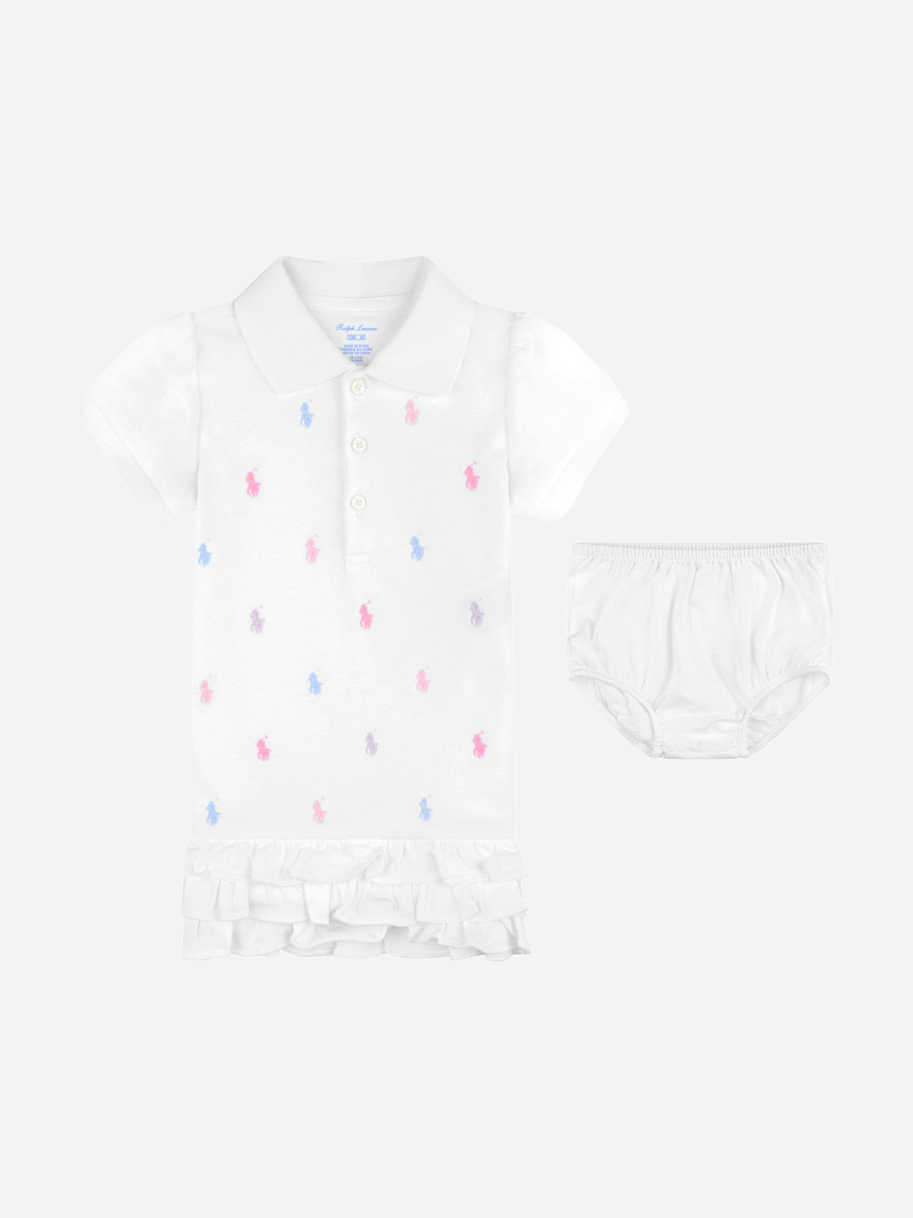Ralph Lauren Kids Girls White Ralph Lauren Baby Schiffli Dress With Bloomers In - 3 Mths