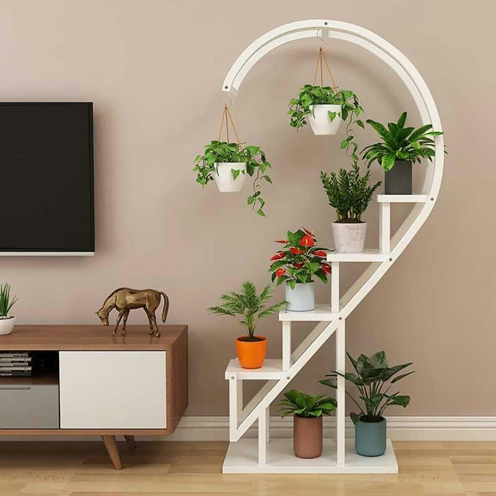 Rackhams White Creative Curved 4 Tier Plant Stand Bonsai Display Shelf