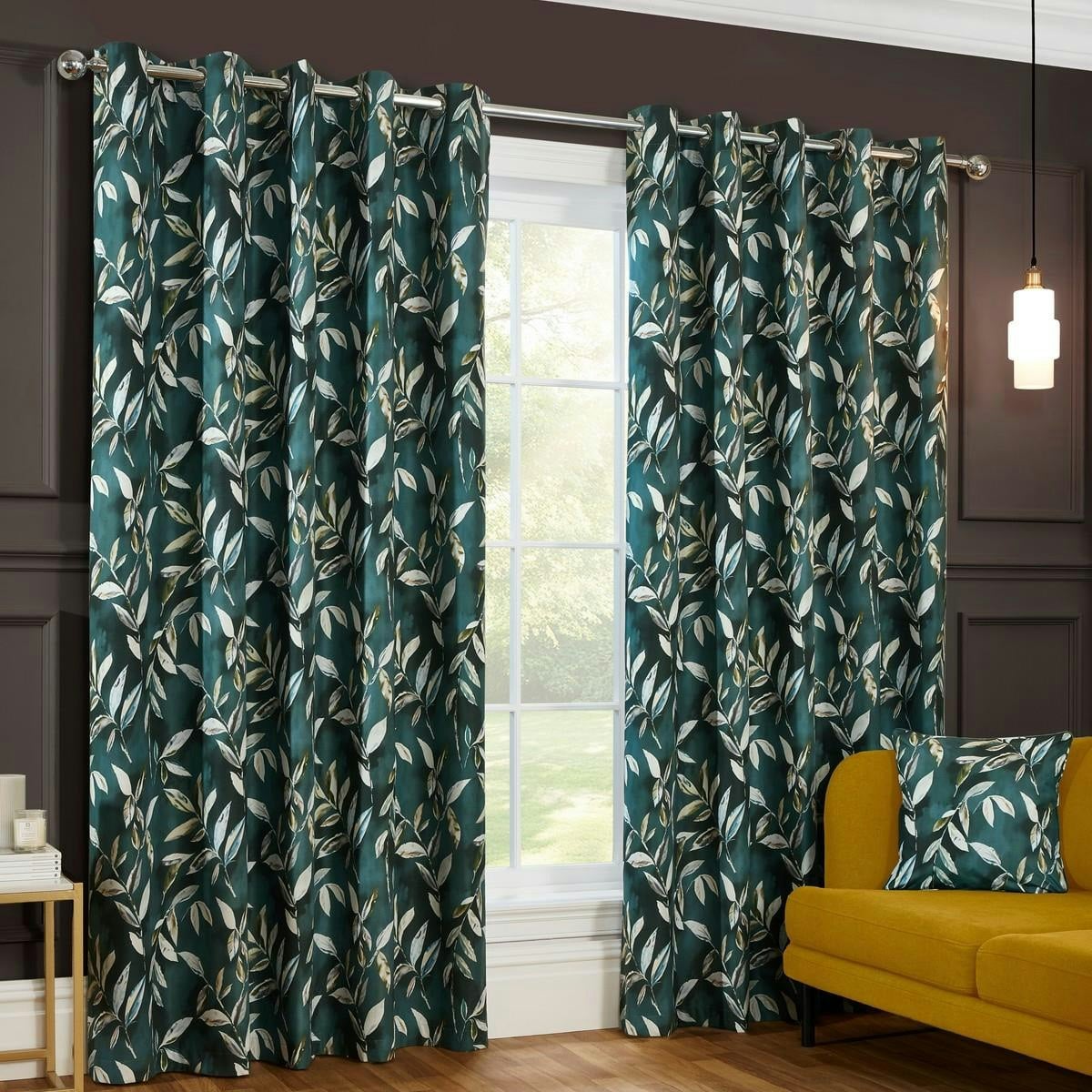 Sundour Green Madrid Bottle Blackout Ready Made Eyelet Curtains - Bottle - 66X90" - Curtains