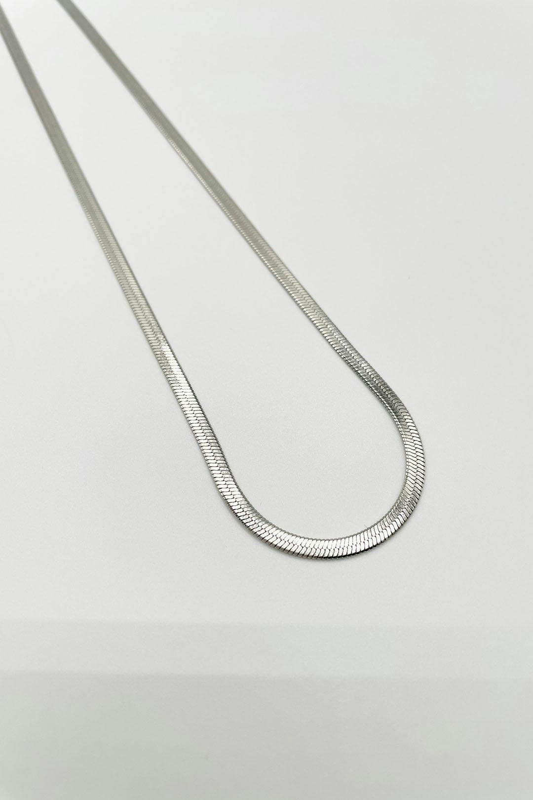 Svnx Unisex Silver Slim Snake Chain Necklace In - Image 5
