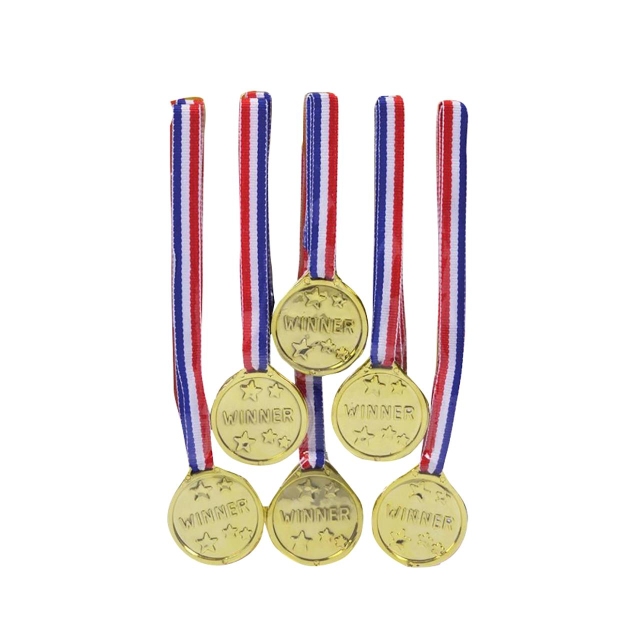 Bristol Novelty Gold Fake Winner Medals (Pack Of 6) - One Size