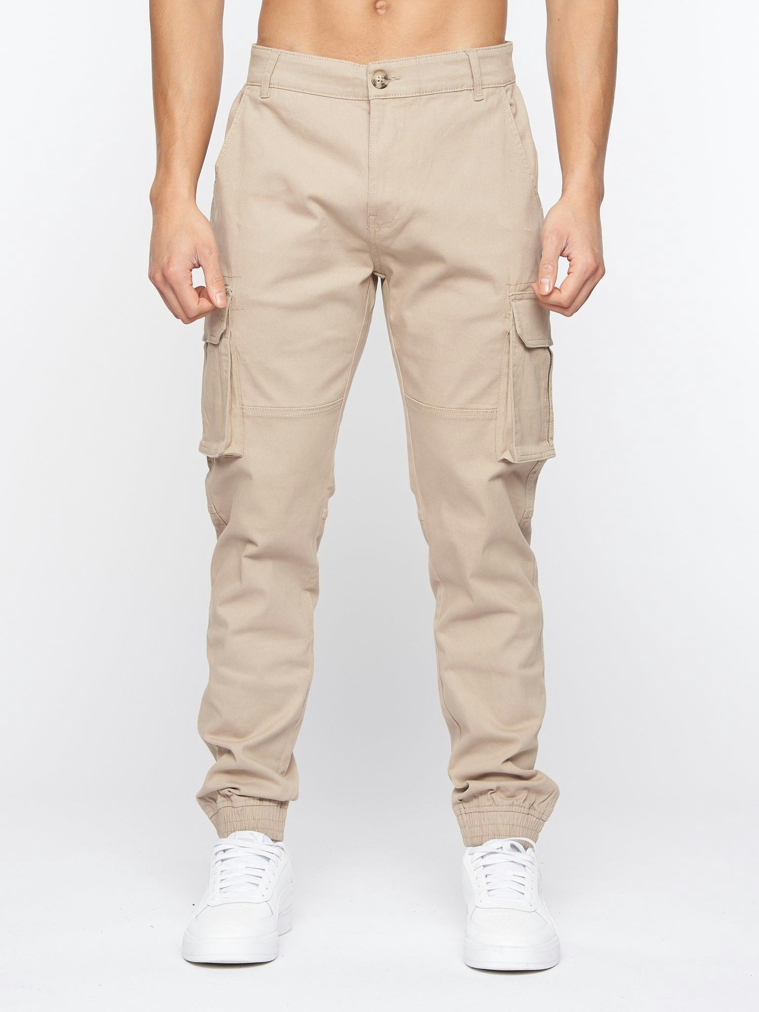 Crosshatch Men's Frentons Cargo Pants Stone - W32 L34