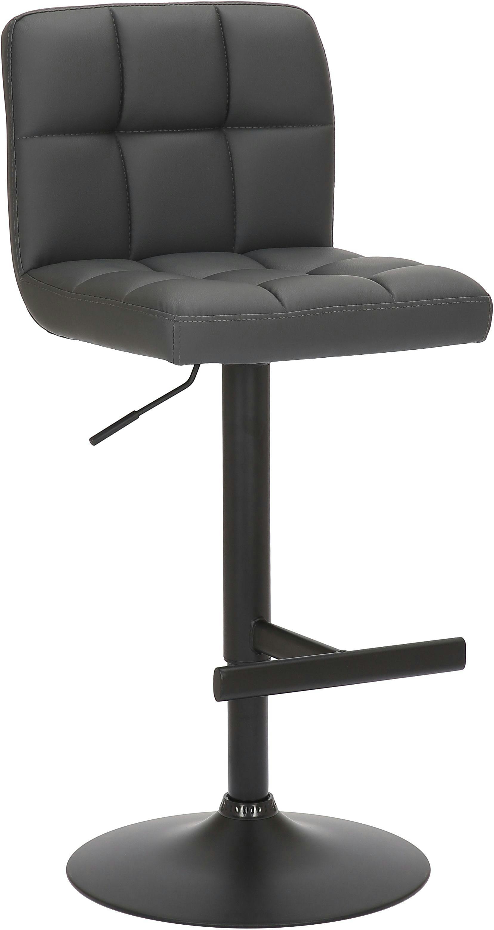 Rackhams Black/Grey Allegro Single Kitchen Bar Stool, Matt Footrest, Adjustable Swivel Gas Lift, Breakfast & Home Barstool, Charcoal