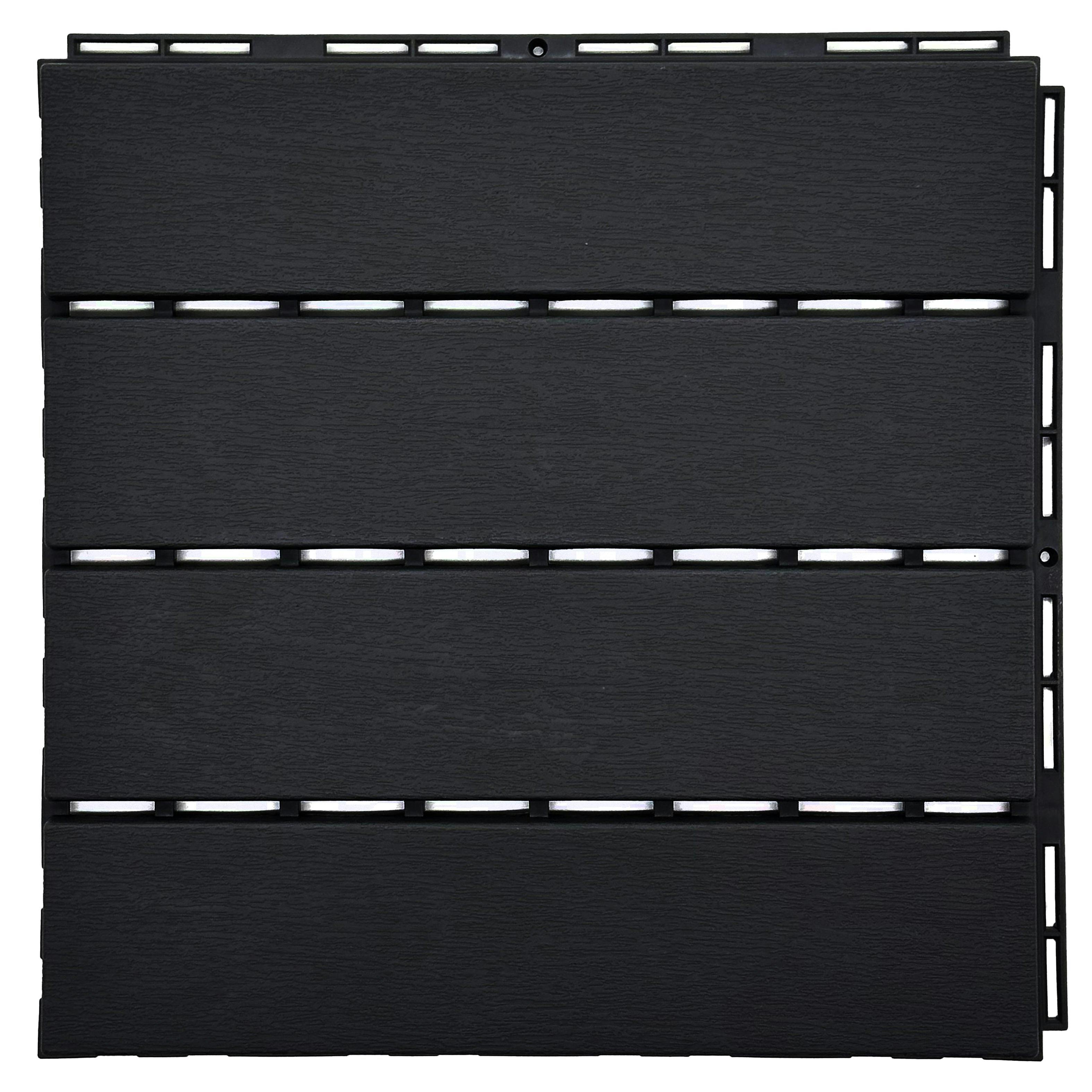 Rackhams Black Polydeck Pvc Decking Tiles - 1 Tile (Sample)