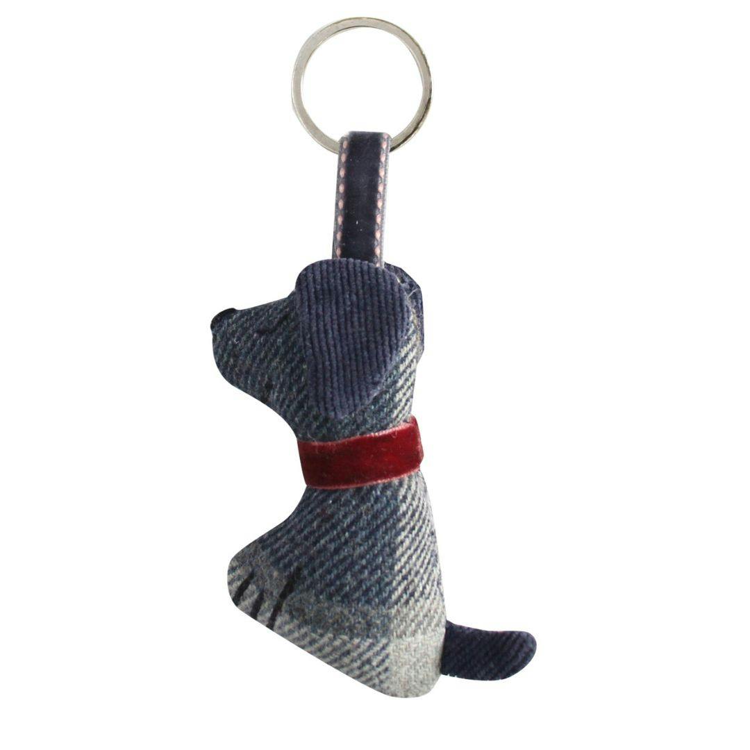 Earth Squared Blue Tartan Tweed Dog Keyring