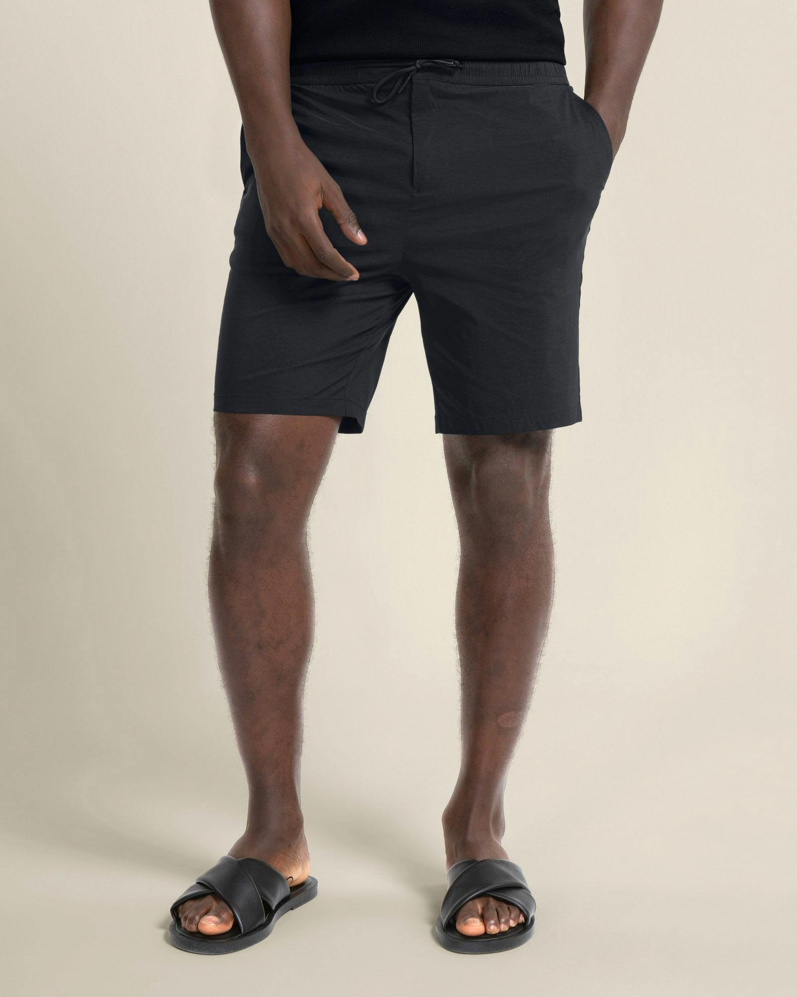 Larsson & Co Black Drawstring Stretch Nylon Shorts - 36R