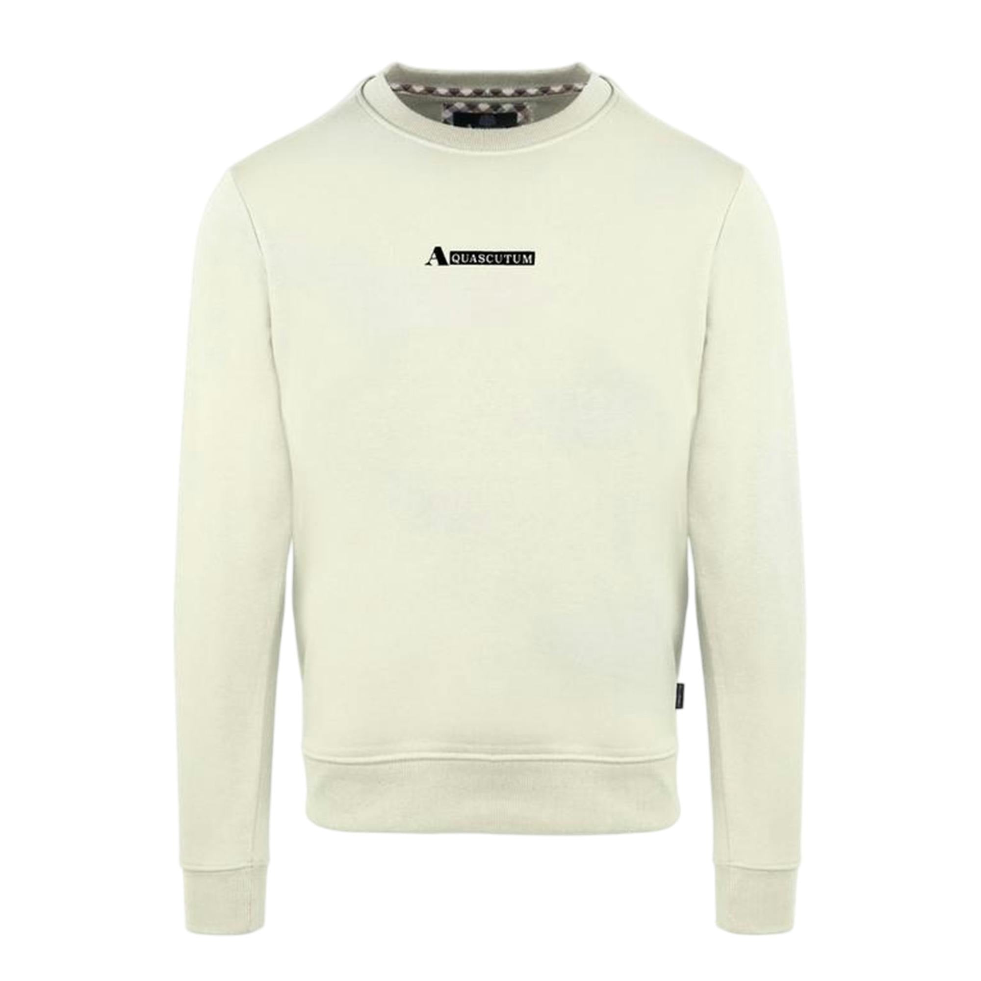 Aquascutum Men's Cotton Blend Ribbed Collar Regular Sweatshirt - Butter - L - Butter - 100% Mixed