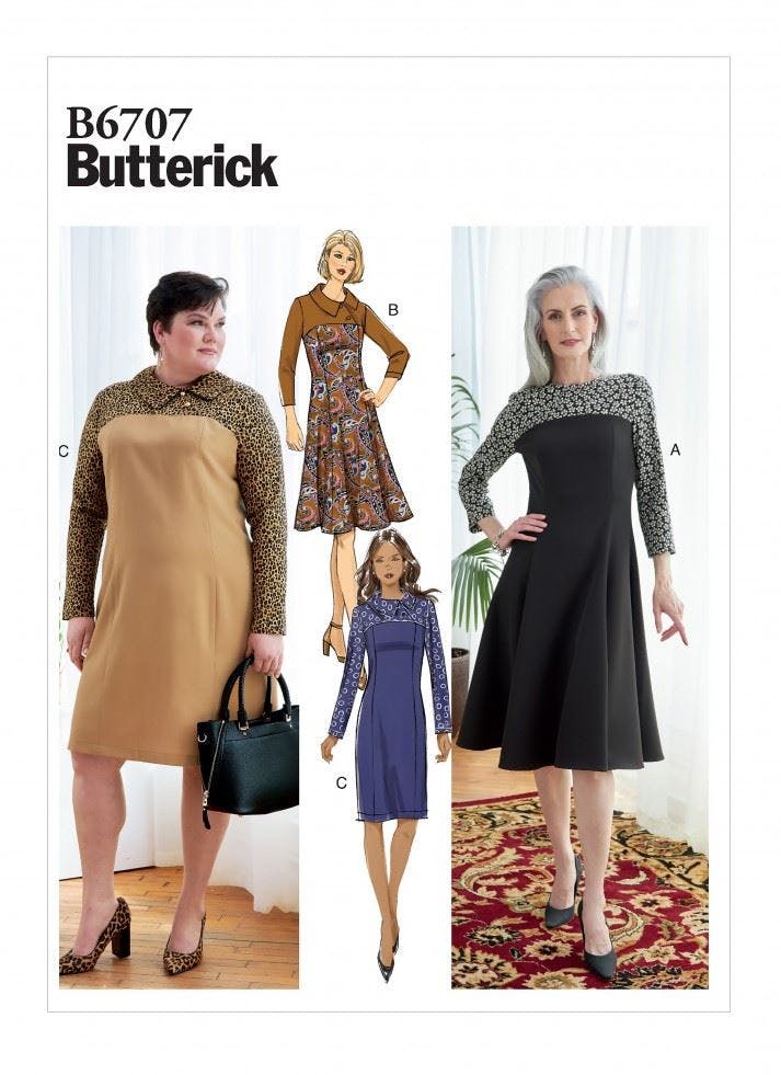 Butterick Women's Sewing Pattern 6707, Dresses For B5 (8-10-12-14-16) - Easy - Rr (18W-20W-22W-24W)