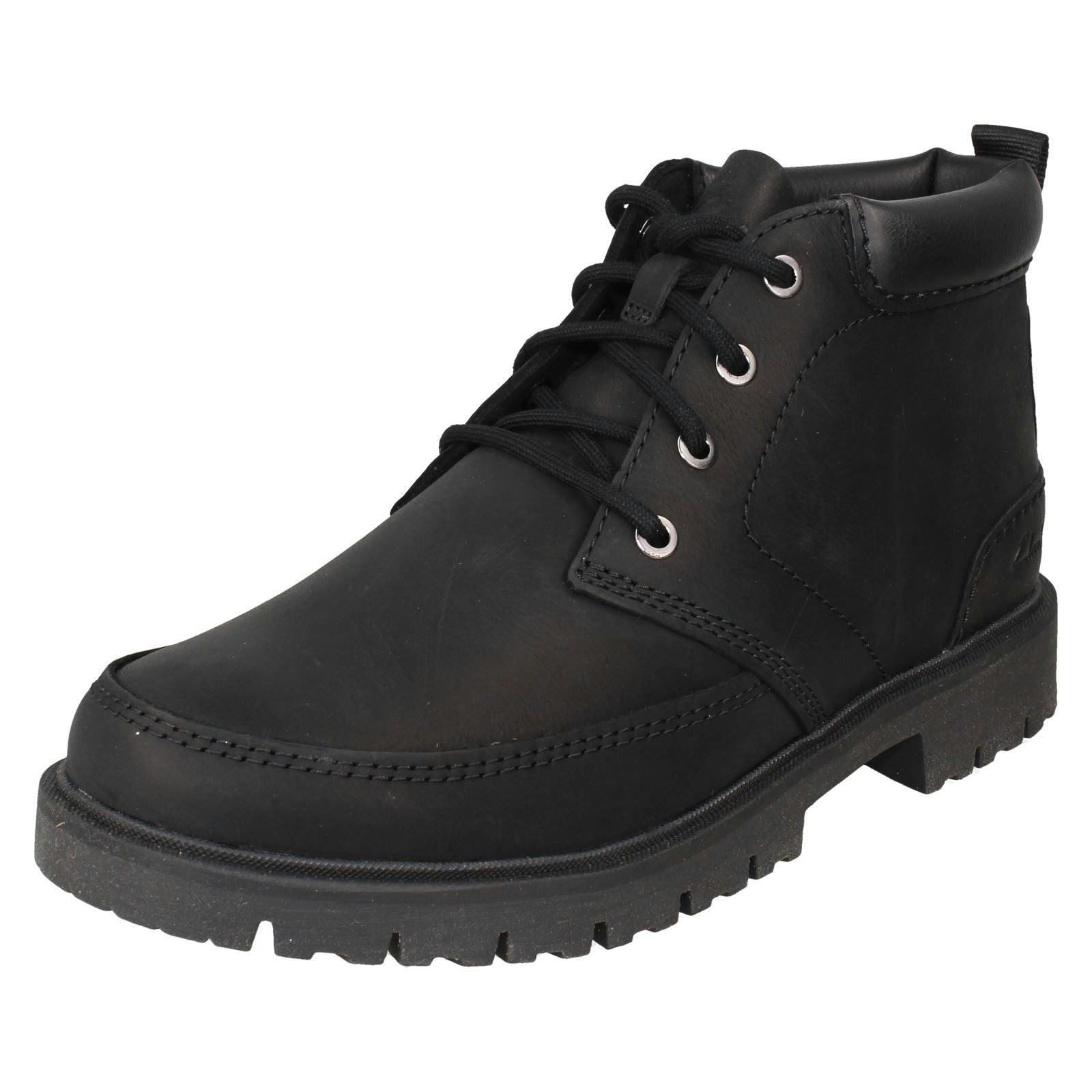 Clarks Men's Black Leather Lace Up Ankle Boots Rossdale Mid - Uk 10