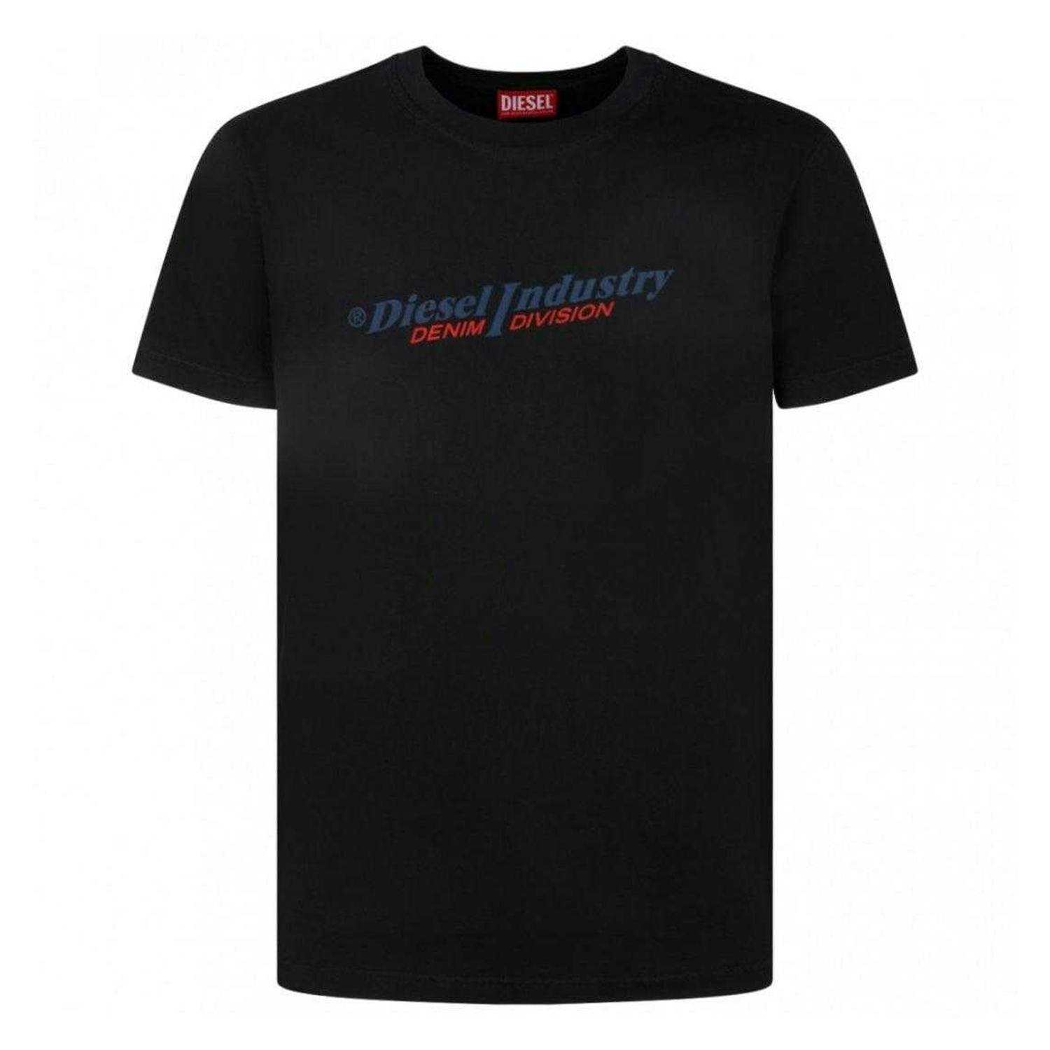 Diesel Unisex Black Adult Industry Denim Division Logo T-Shirt - Xxl - 100% Cotton