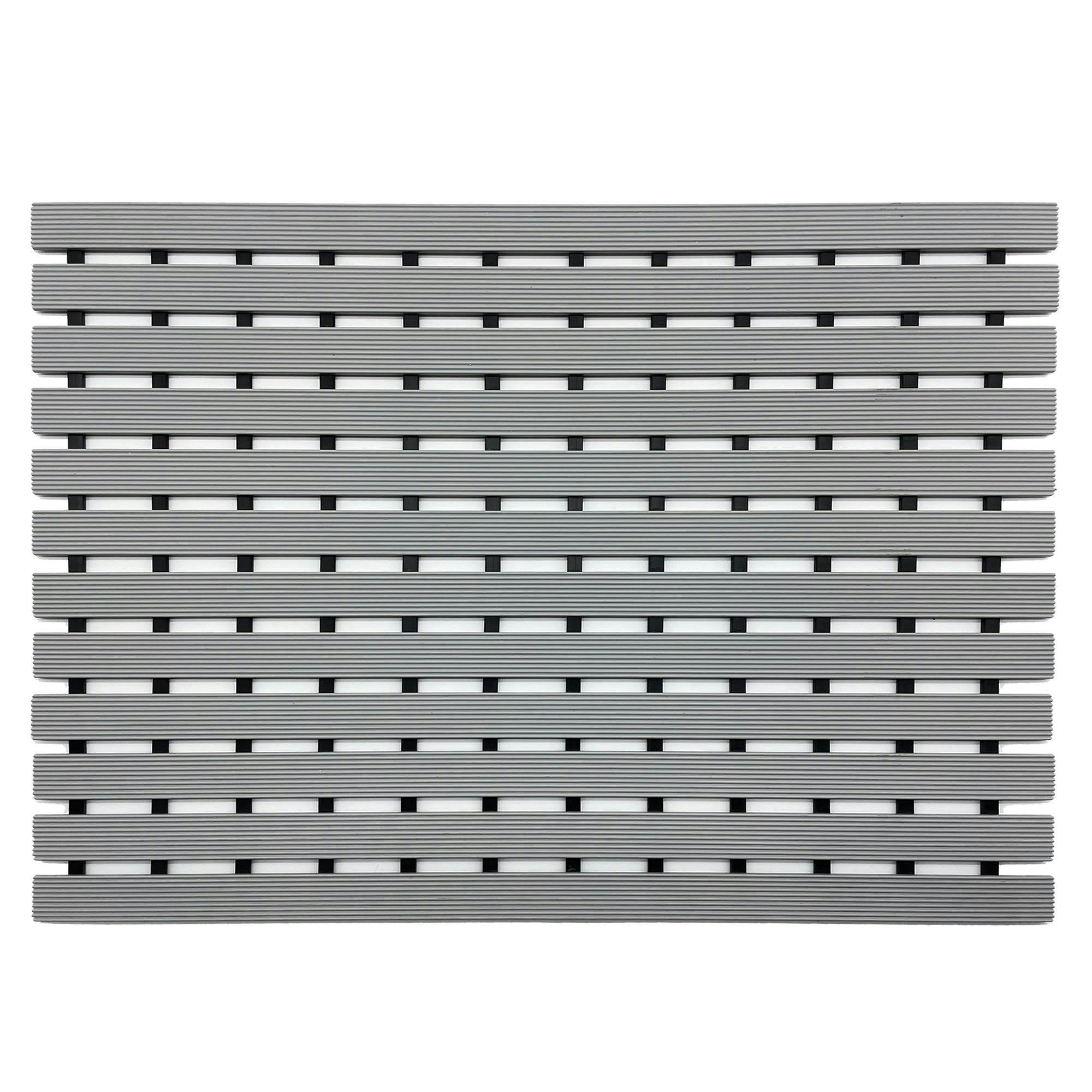 Rackhams Grey Non-Slip Pvc Duckboard Shower Mat - 61Cm X 43Cm