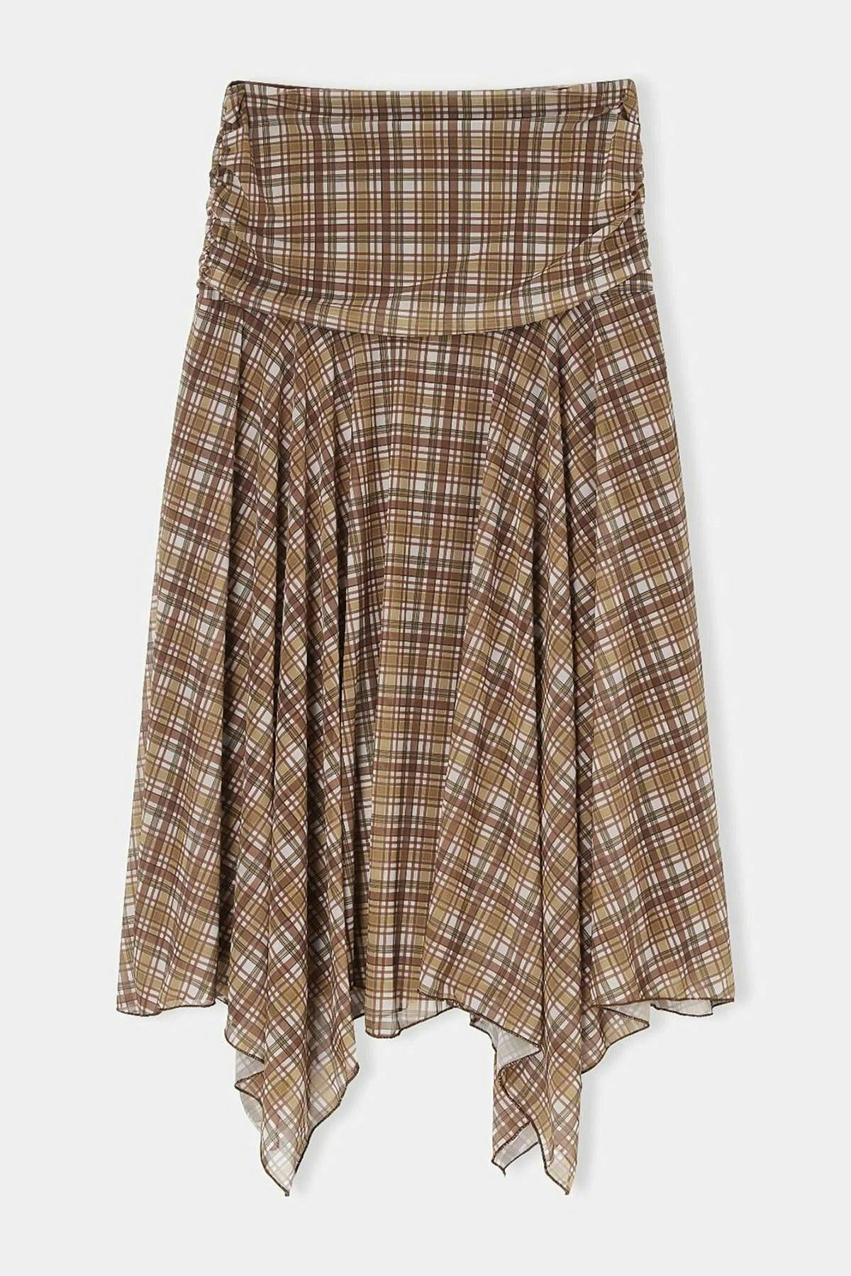 Wovcor Skater Asymmetric Hem Detail Stretch Knit Skirt - Multi - Xs