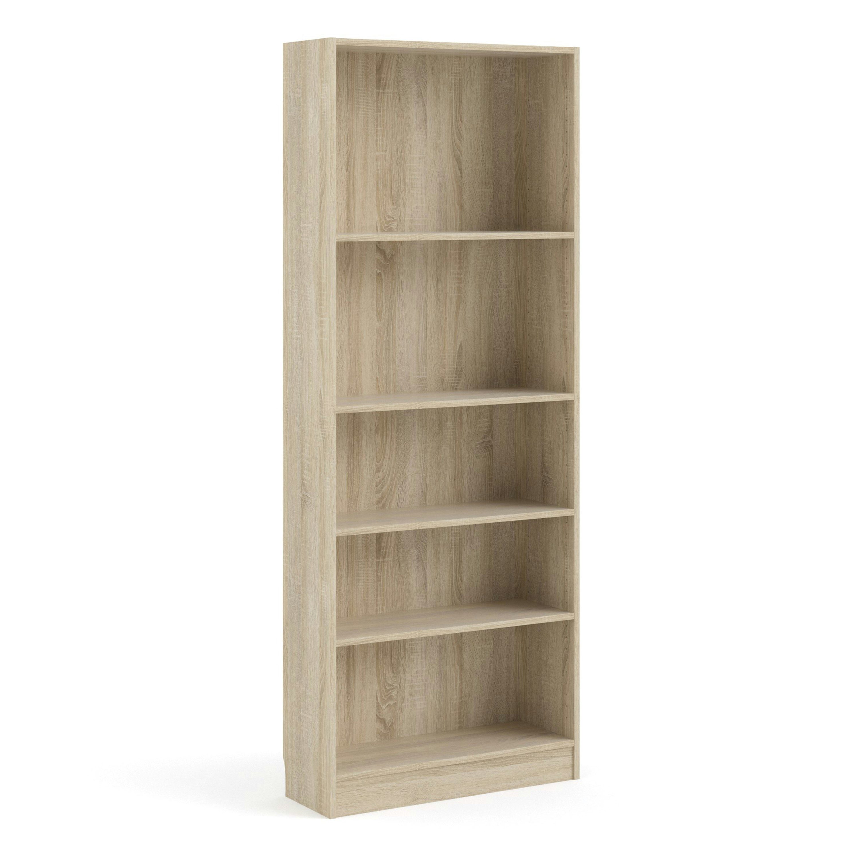 Rackhams Basic Tall Wide Bookcase (4 Shelves) In Oak - Oak - Wood - 1