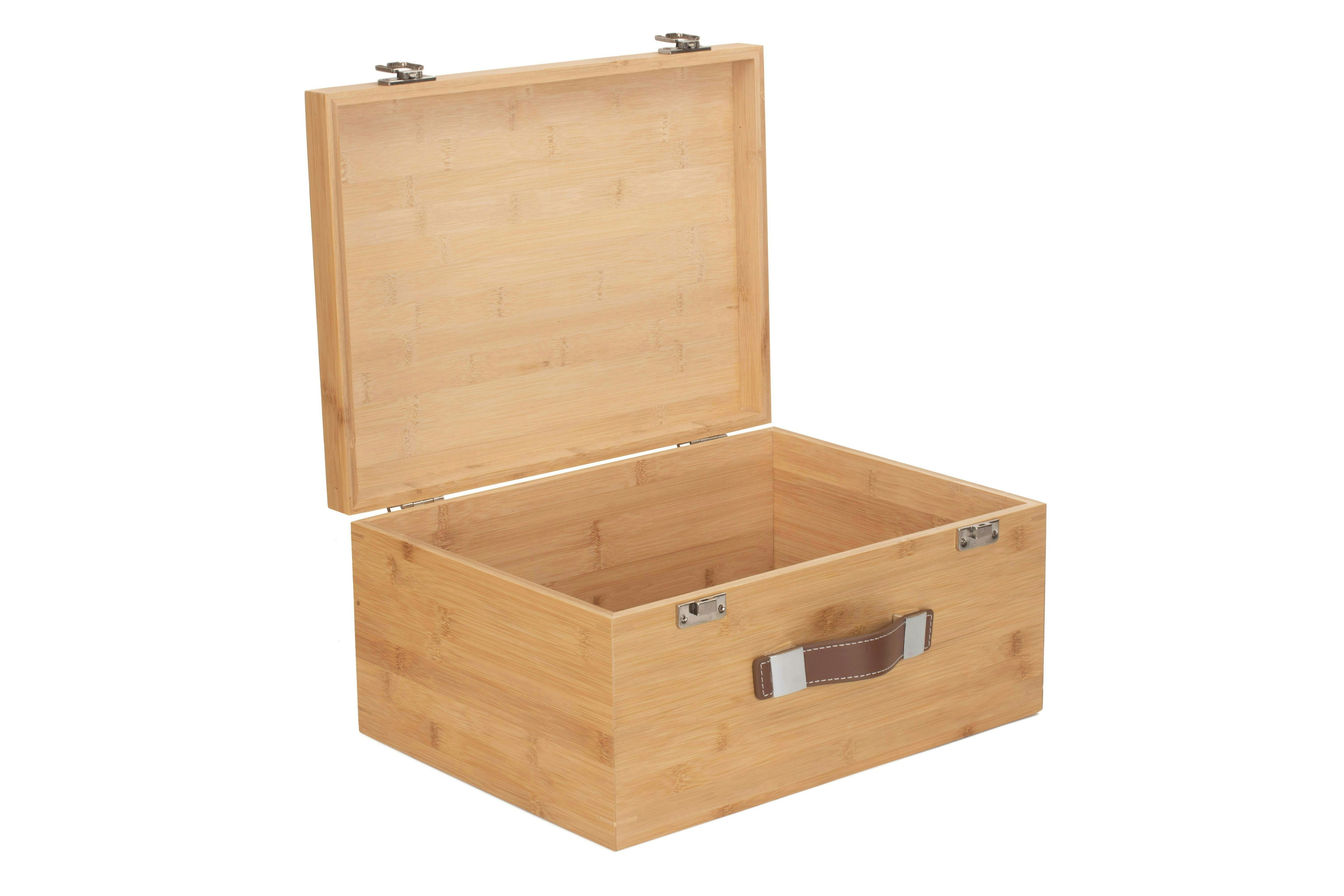Red Hamper Large Bamboo Wooden Storage Box - Large