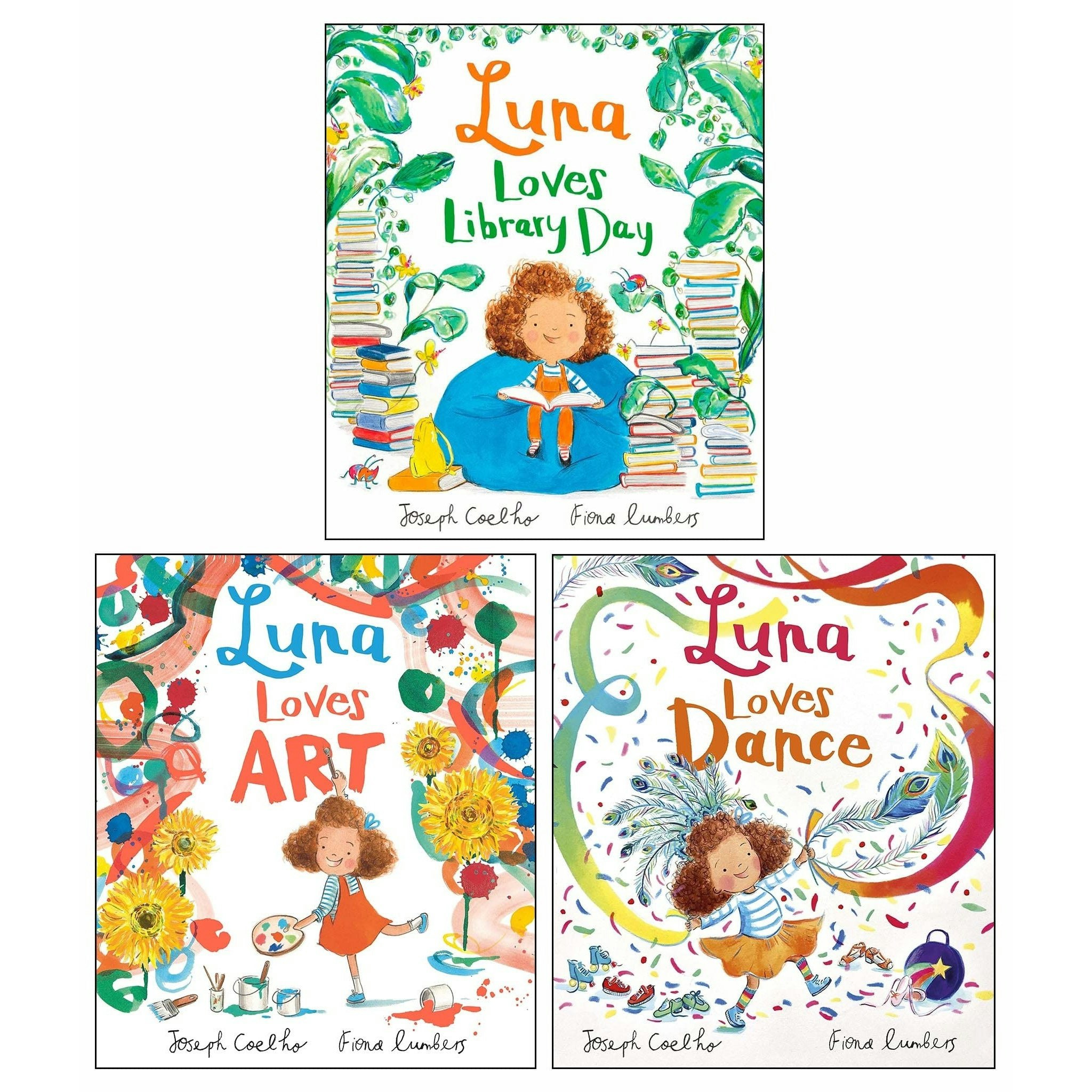 Andersen Press Luna Loves 3 Book Set By Joseph Coelho Luna Loves Library Day, Luna Loves Art & Luna Loves Dance