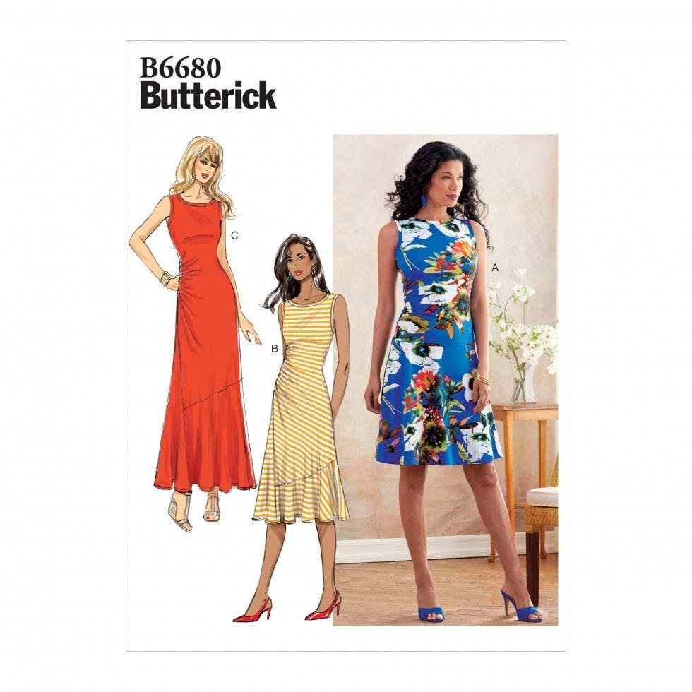 Butterick Women's Sewing Pattern 6680, Dresses For A5 (6-8-10-12-14) - Easy - A5 (6-8-10-12-14)