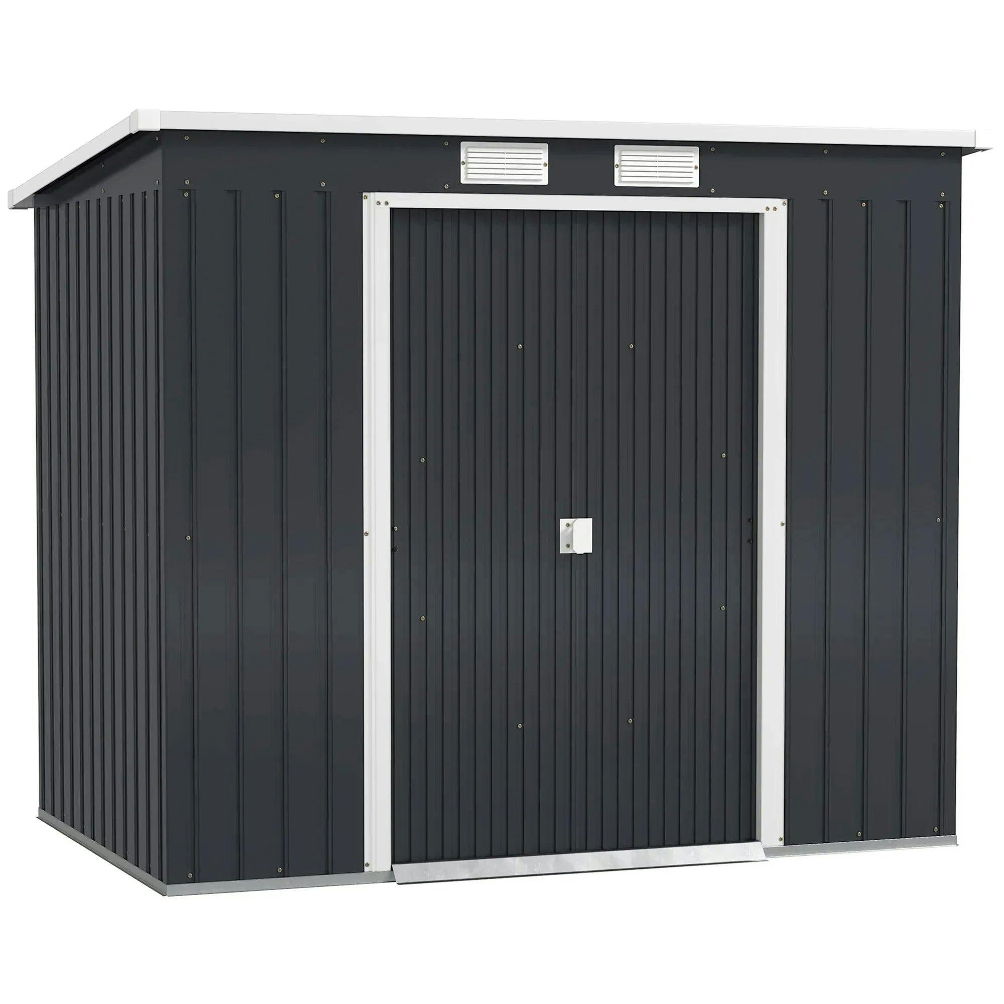 Outsunny Unisex Dark Grey 7 X 4Ft Metal Garden Storage Shed W/ Double Door - Image 5