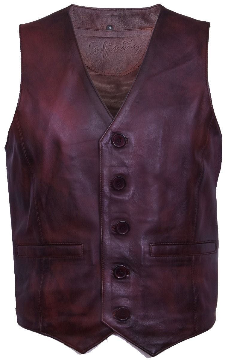 Infinity Leather Men's Brown Leather Waistcoat Formal Traditional Gilet Vest - Uk S | Eu 46 | Us 36