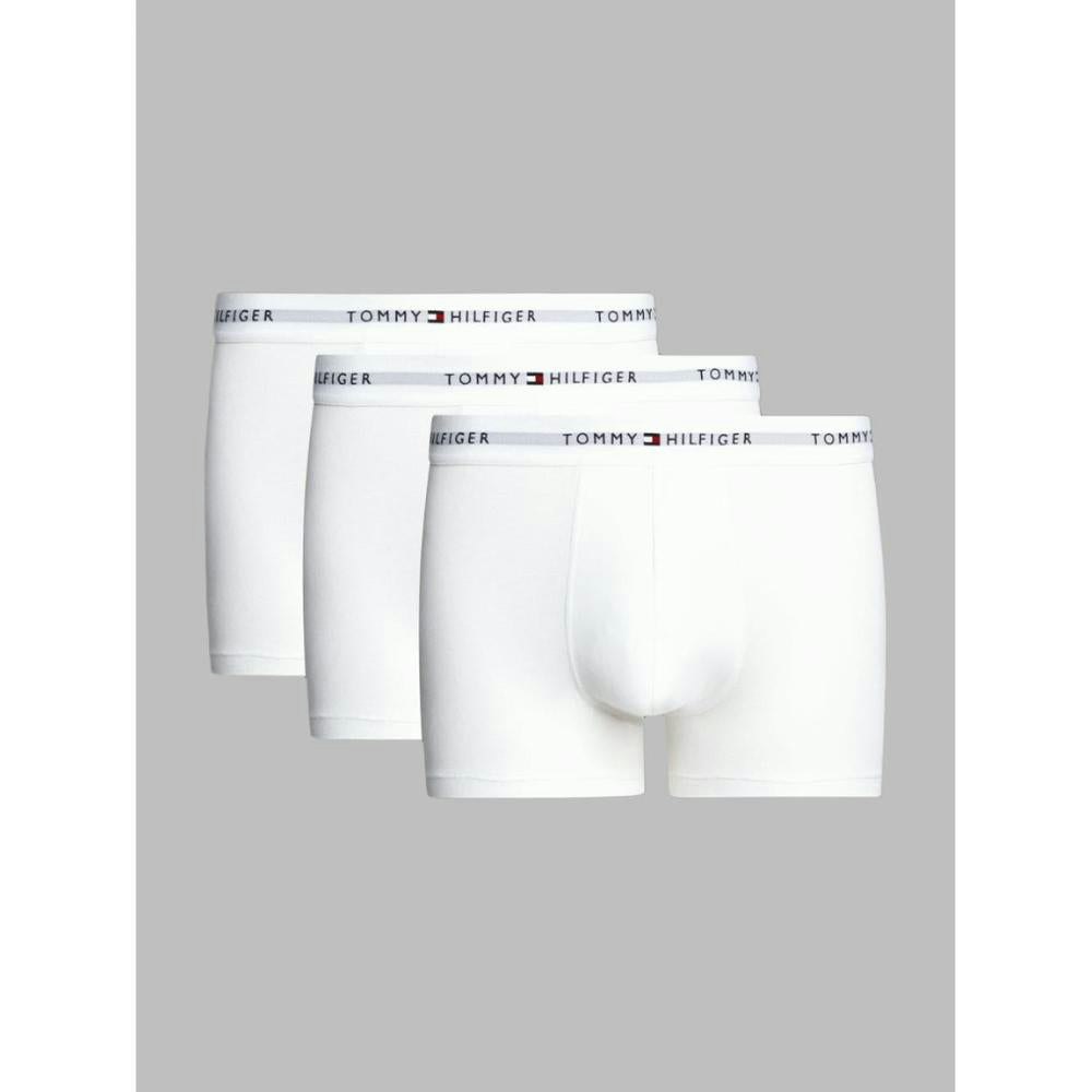 Tommy Hilfiger White 3-Pack Signature Cotton Boxer Trunks, - Medium