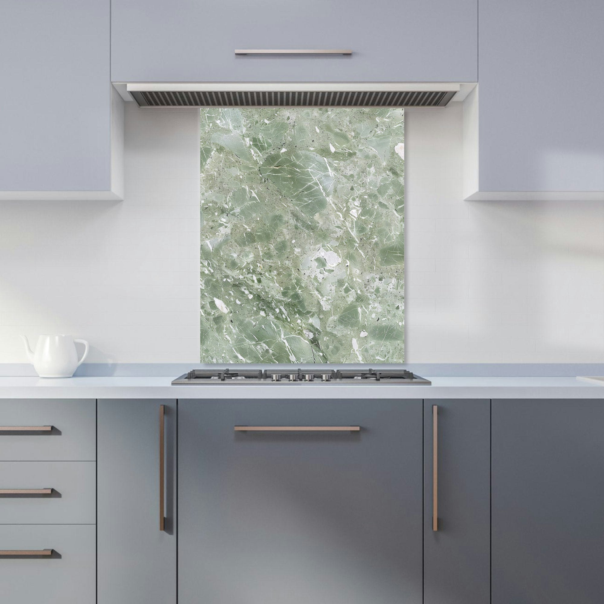 Rackhams Green - Designer Polished Sage Quartz Effect Kitchen Splashback - W600mm X H750mm