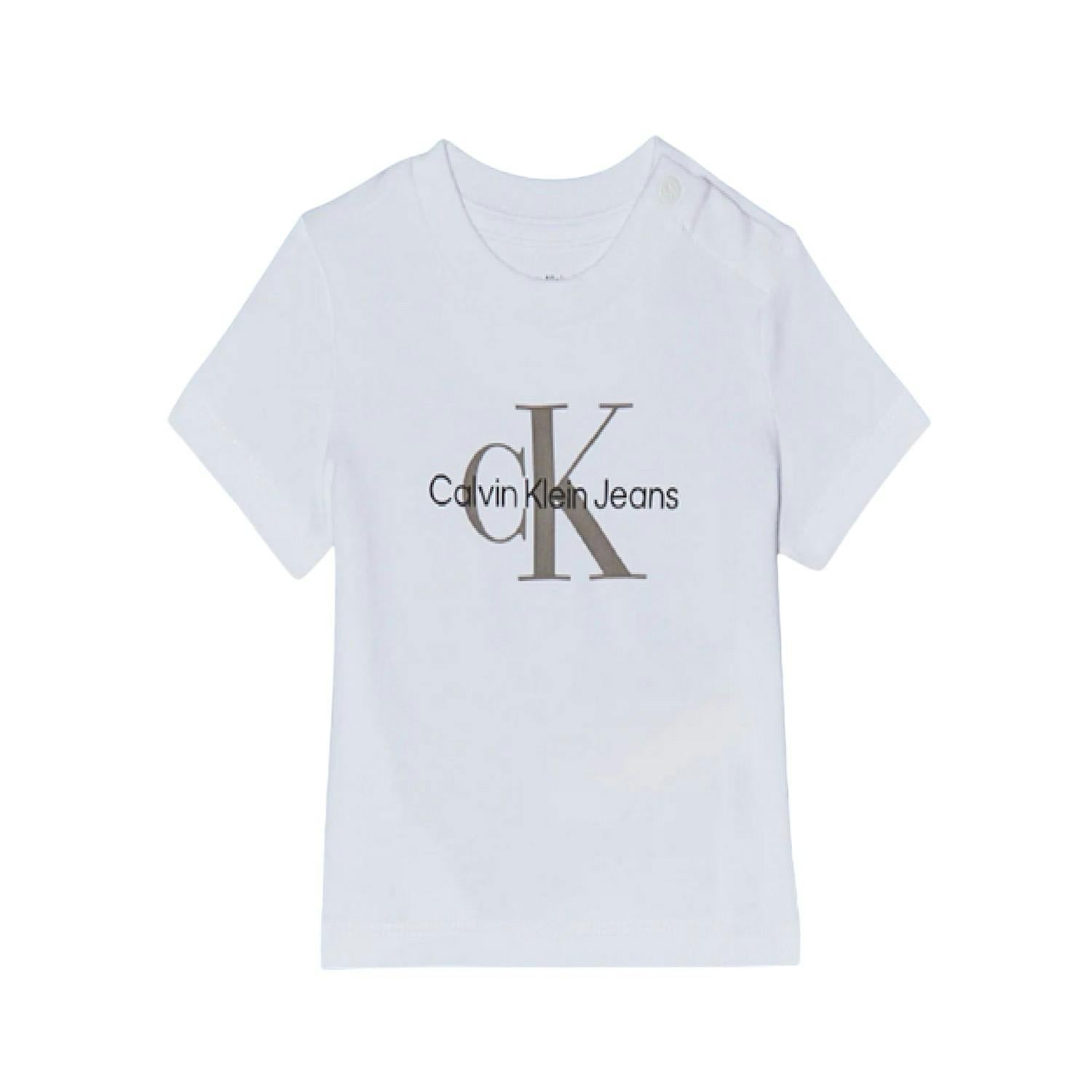 Calvin Klein White Baby Monogram Regular T-Shirt - 18 Months - 100% Mixed