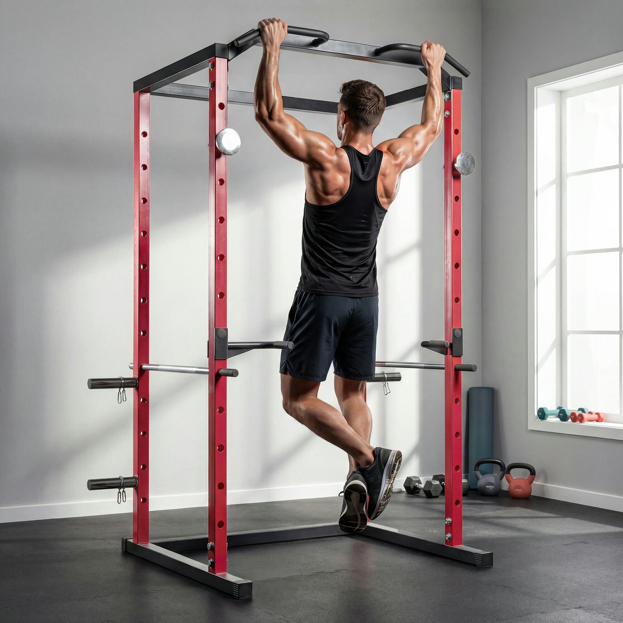 Sportnow Adjustable Power Tower With Pull-Up Bar & Dip Station For Home Gym