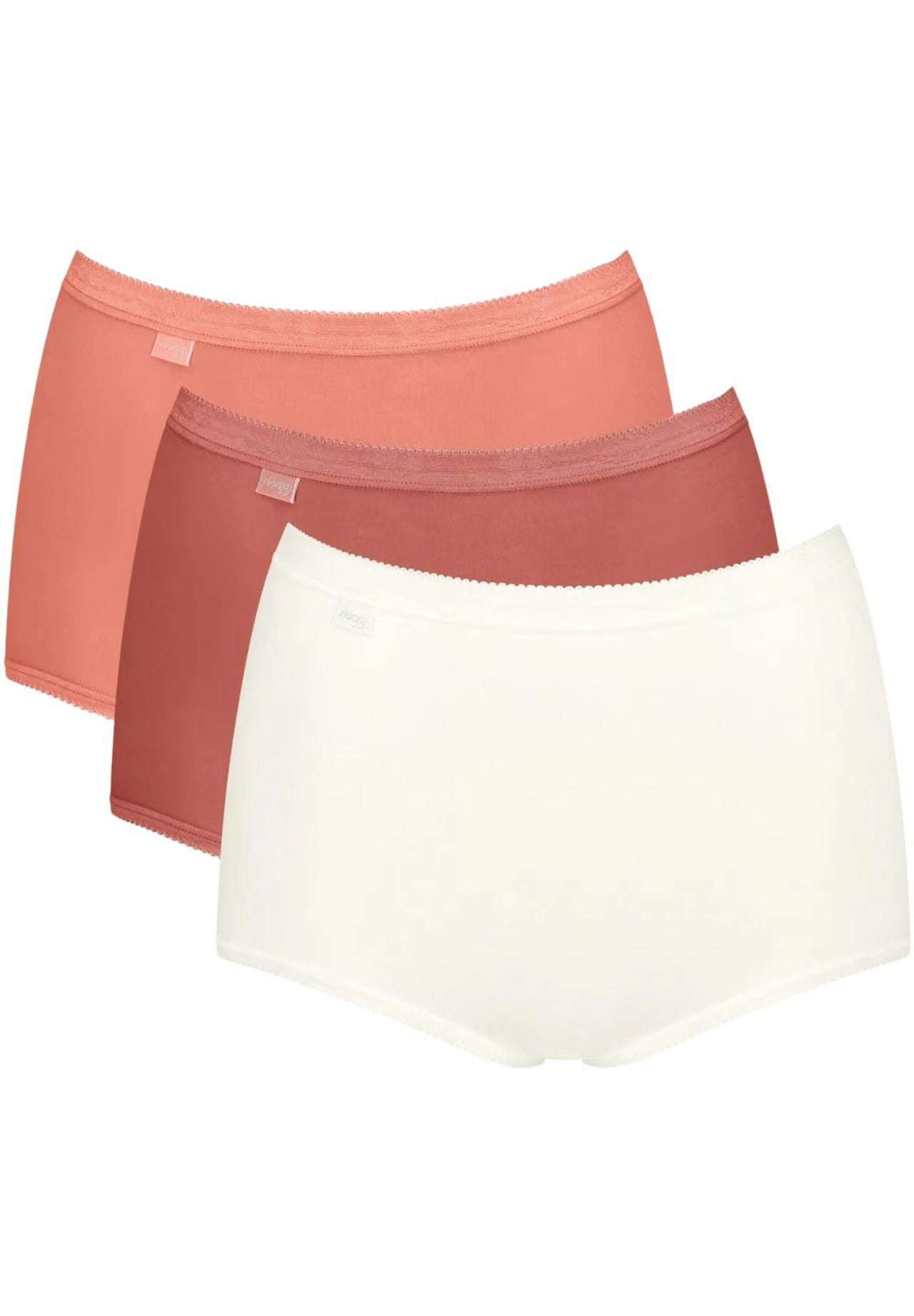 Sloggi White/Orange Basic+ 3-Pack Cotton Maxi Briefs, Apricot/ - 26