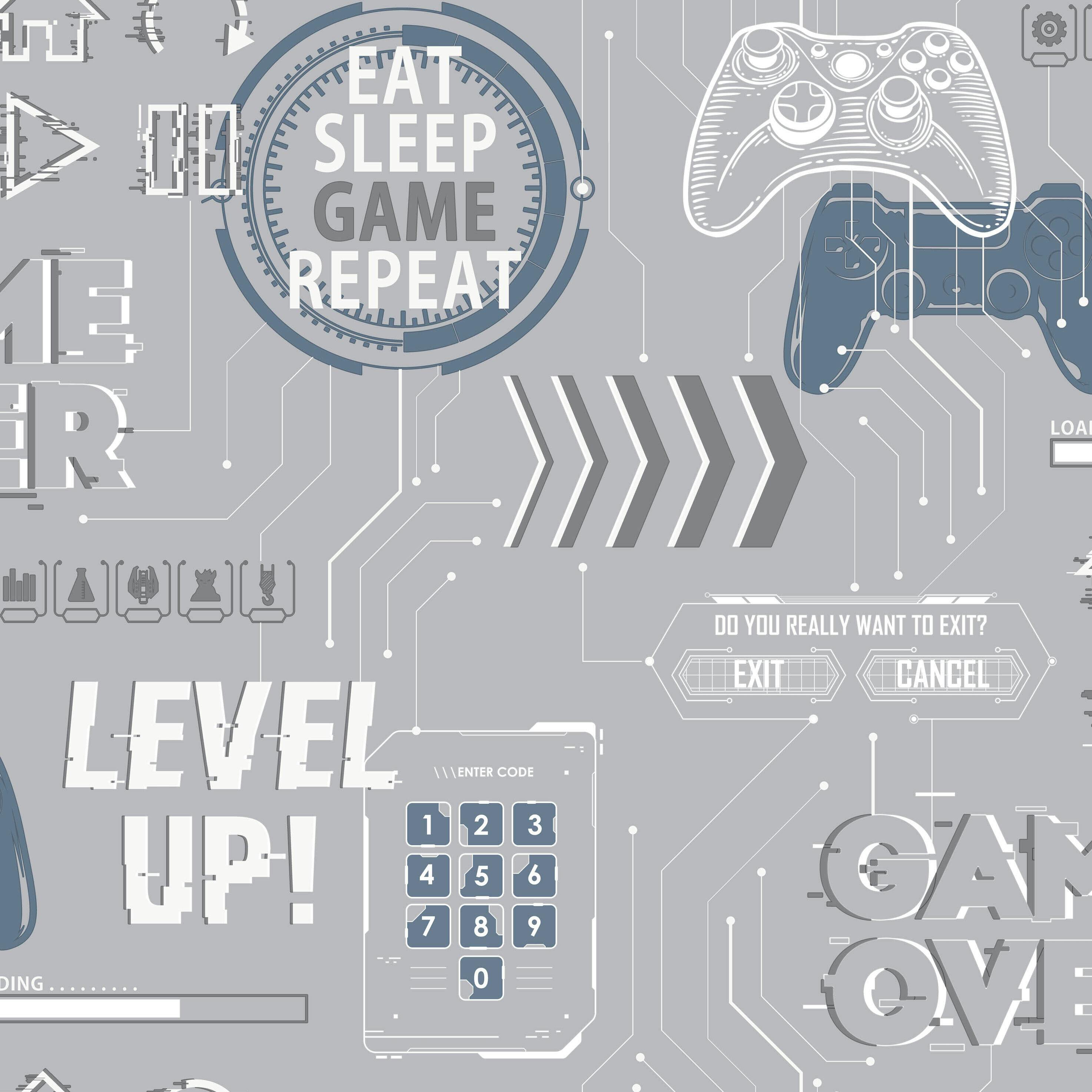 Fresco Grey Game Over Gaming Wallpaper - & Navy - 10M
