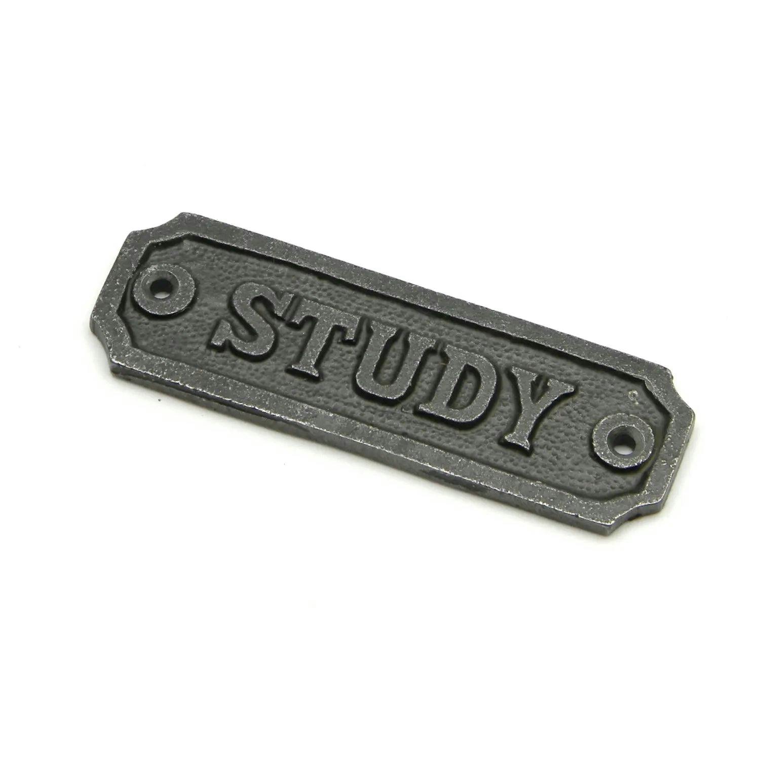 - OakcraftsAntique Cast Iron 'study Door' Sign108mm X 35mm - Image 2