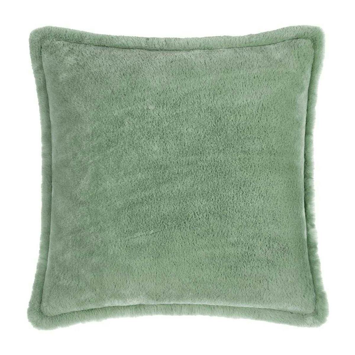 Furn Green Kallu Faux Fur Cushion Cover - Frosted - 55Cm X 55Cm - Frosted - 100% Polyester