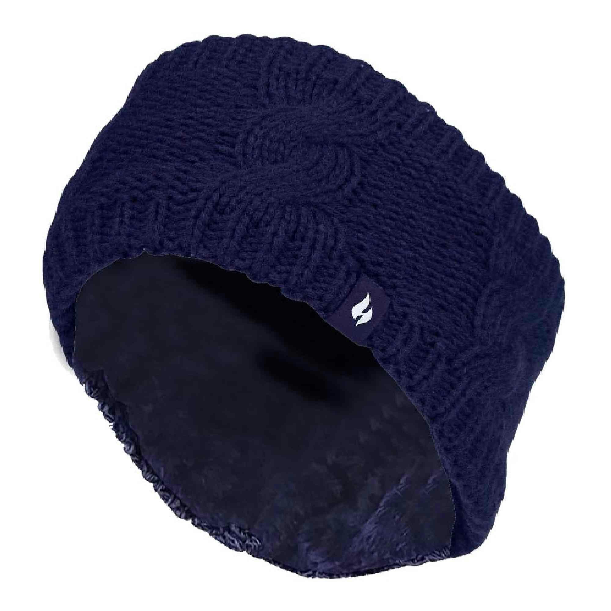 Heat Holders Women's Cable Knitted Fleece Lined Thermal Winter Ear Warmer Headband - One Size - Navy