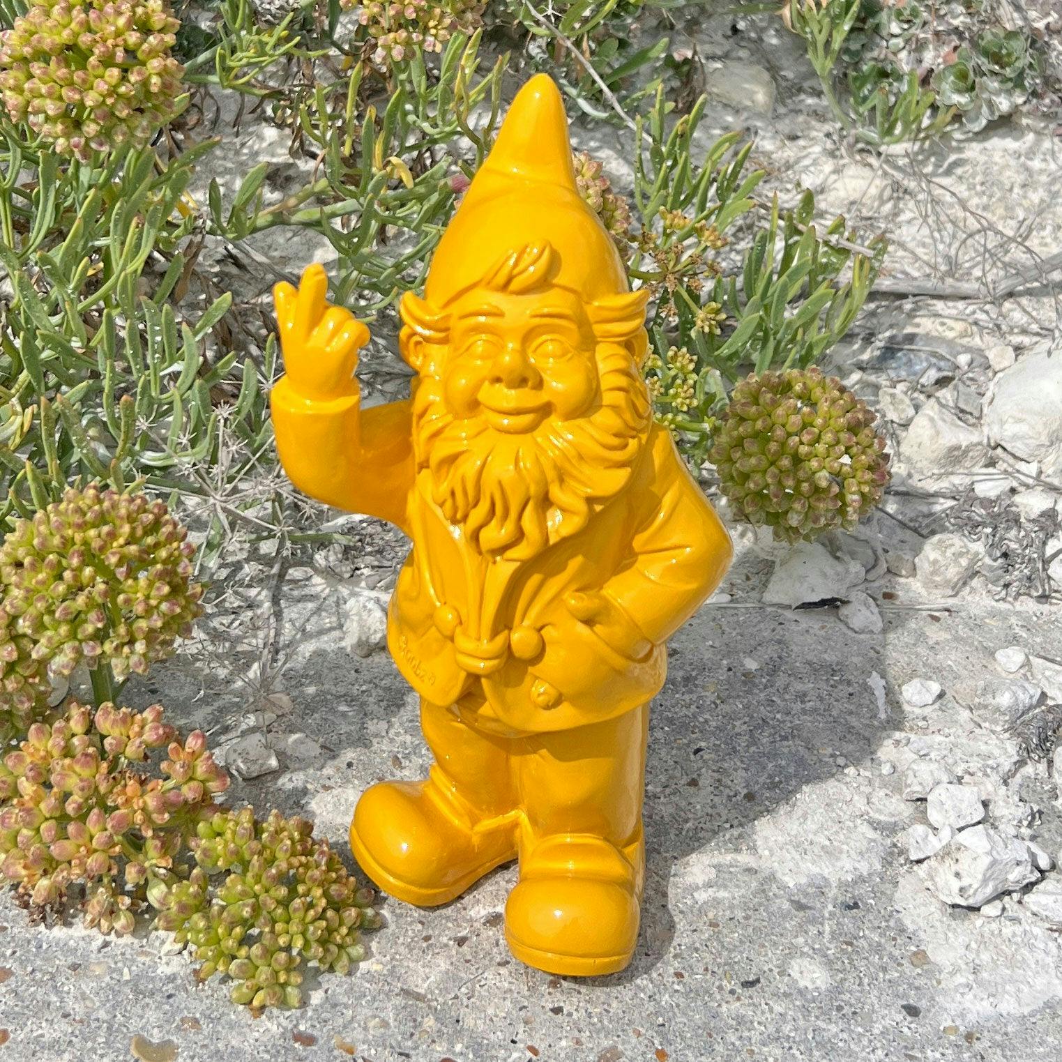Rackhams Yellow Middle Finger F**K You Garden Gnome 20Cm
