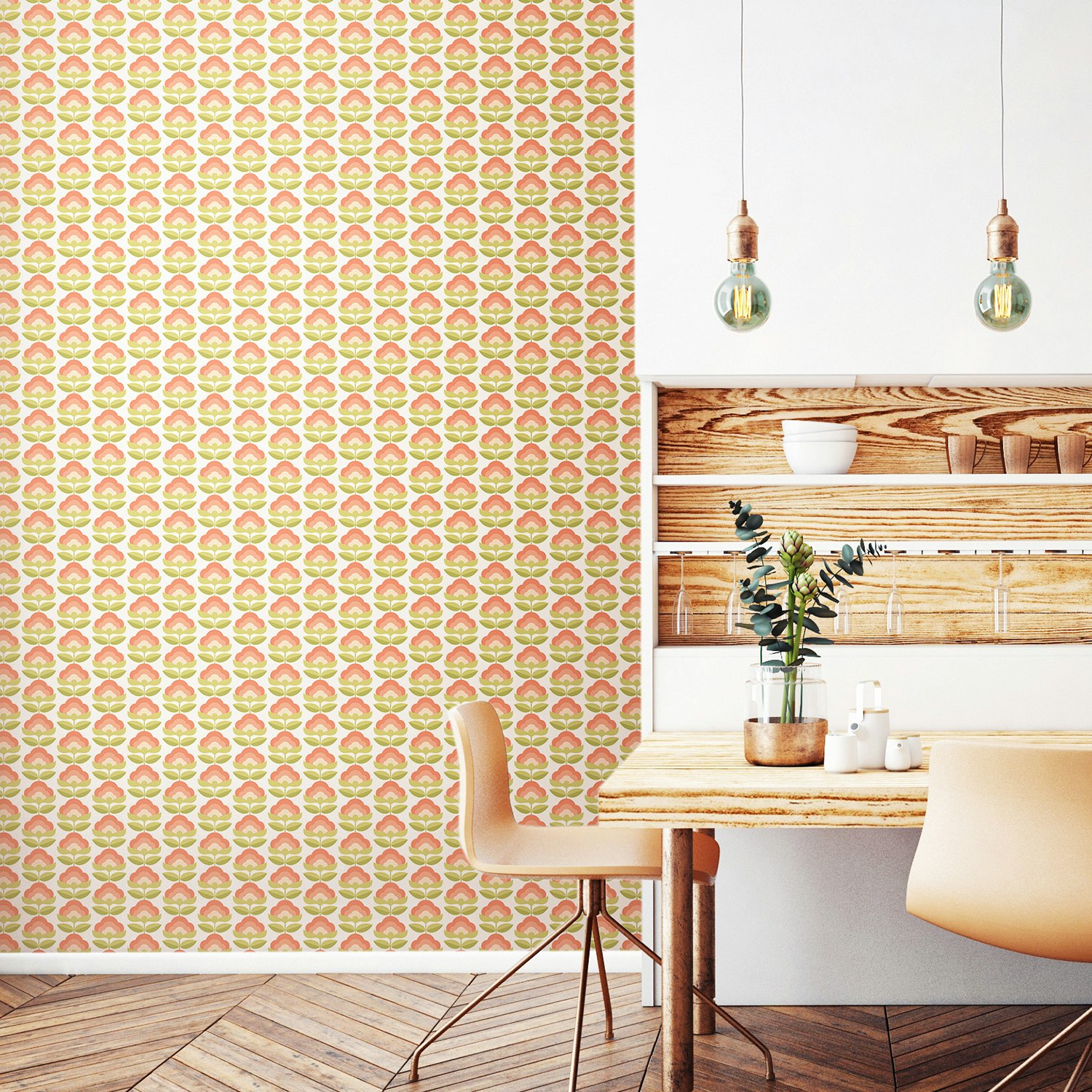 Hoopla Walls Retro Flower - Apricot Mix 10M Wallpaper