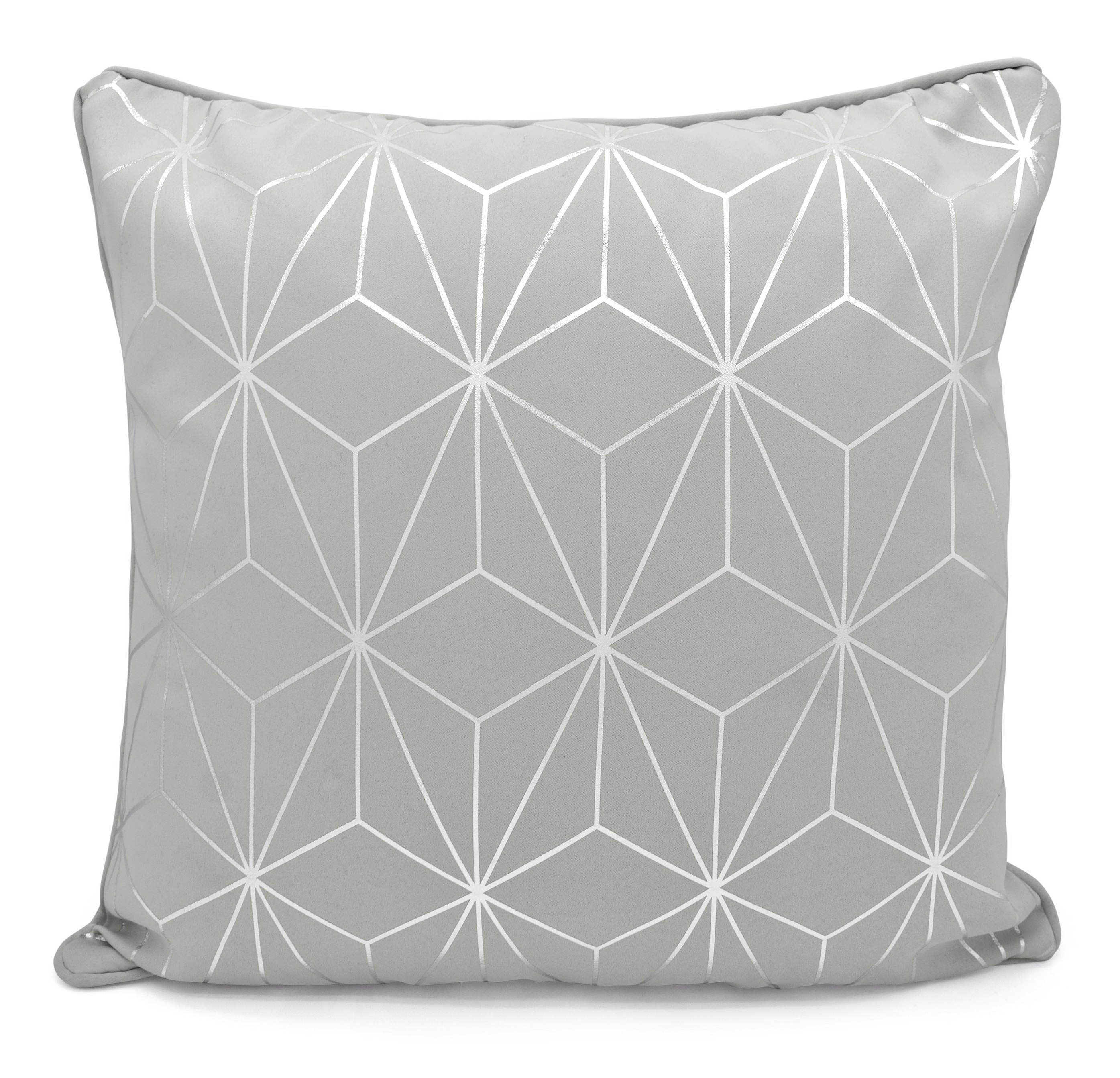 Velosso Silver Modern Geomtric Foil Print Cushion - 43Cm X 43Cm