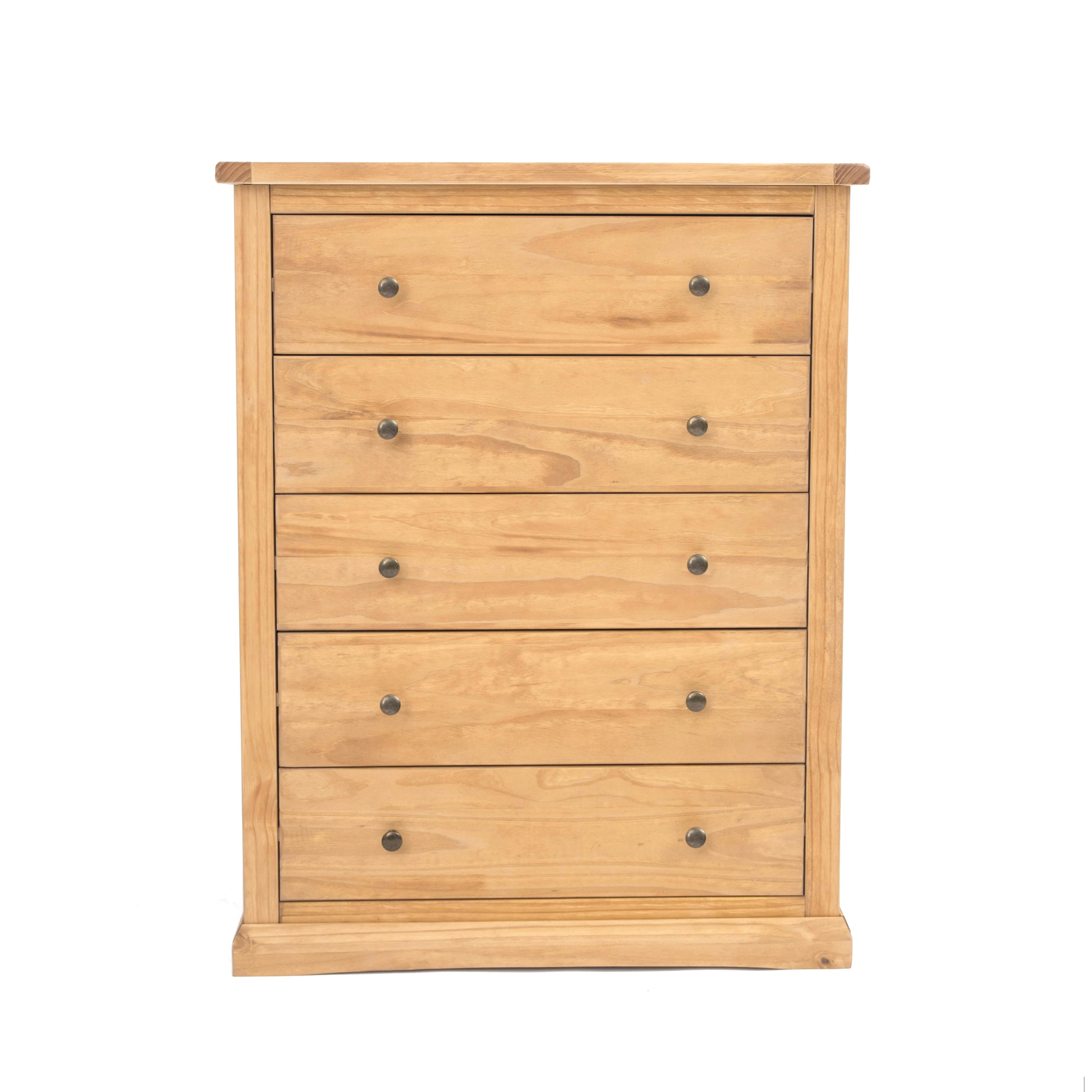 Cabinet Bits Lucca 5 Drawer Chest - Brown / Brass - Image 4