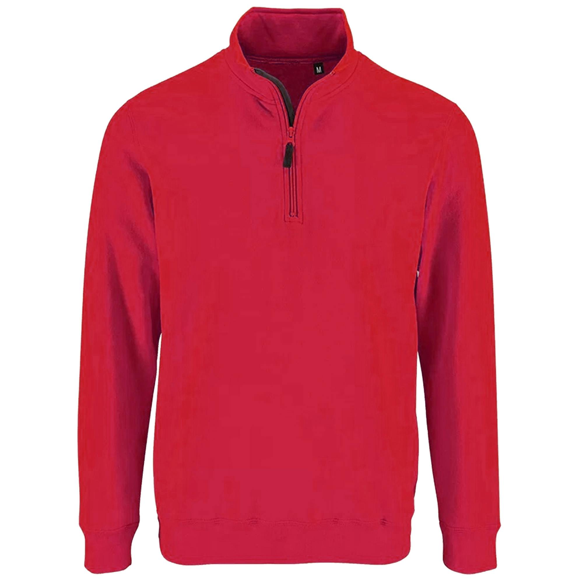 Sol's Men's Red Stan Contrast Zip Neck Sweatshirt In | Size: 2XL - Image 2