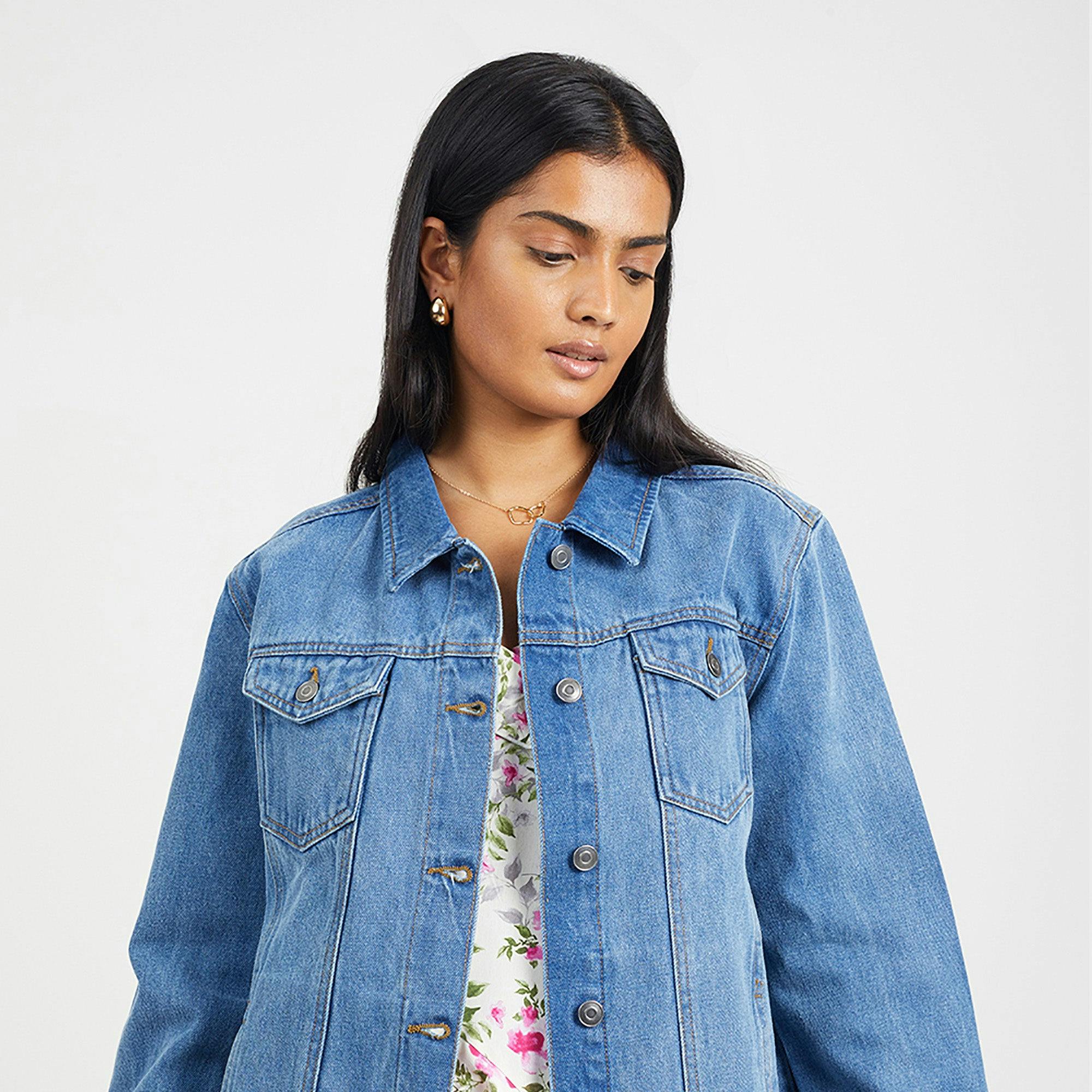 Brave Soul Blue Oversized Denim Jacket - Mid - Mid - 10