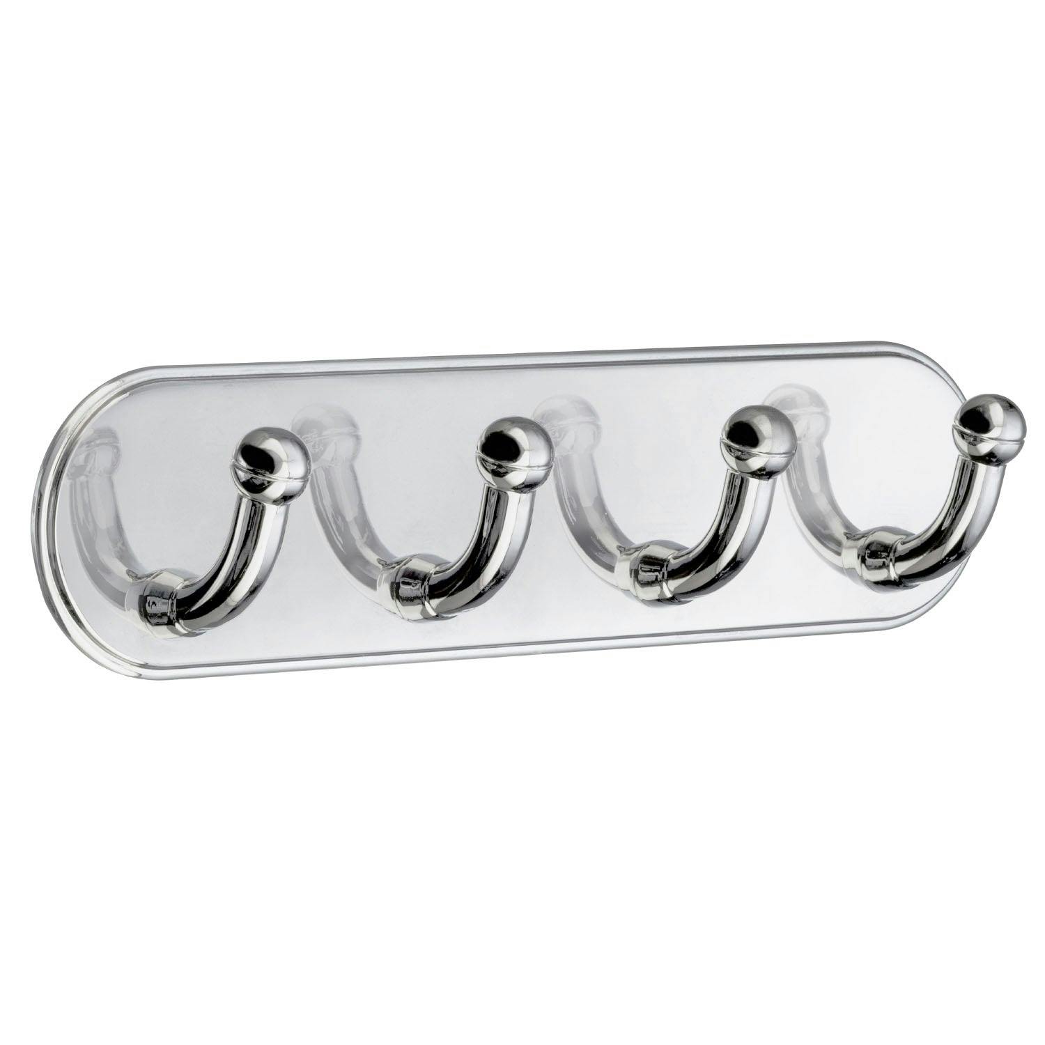 Beslagsboden Polished Chrome Quadruple Towel Hook (190 X 48Mm) Self Adhesive Bathroom Wall Mounted