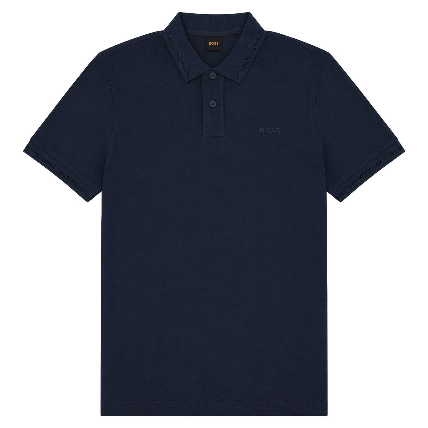 Boss Dark/Blue Pe Interlock Relaxed Fit Polo - Small