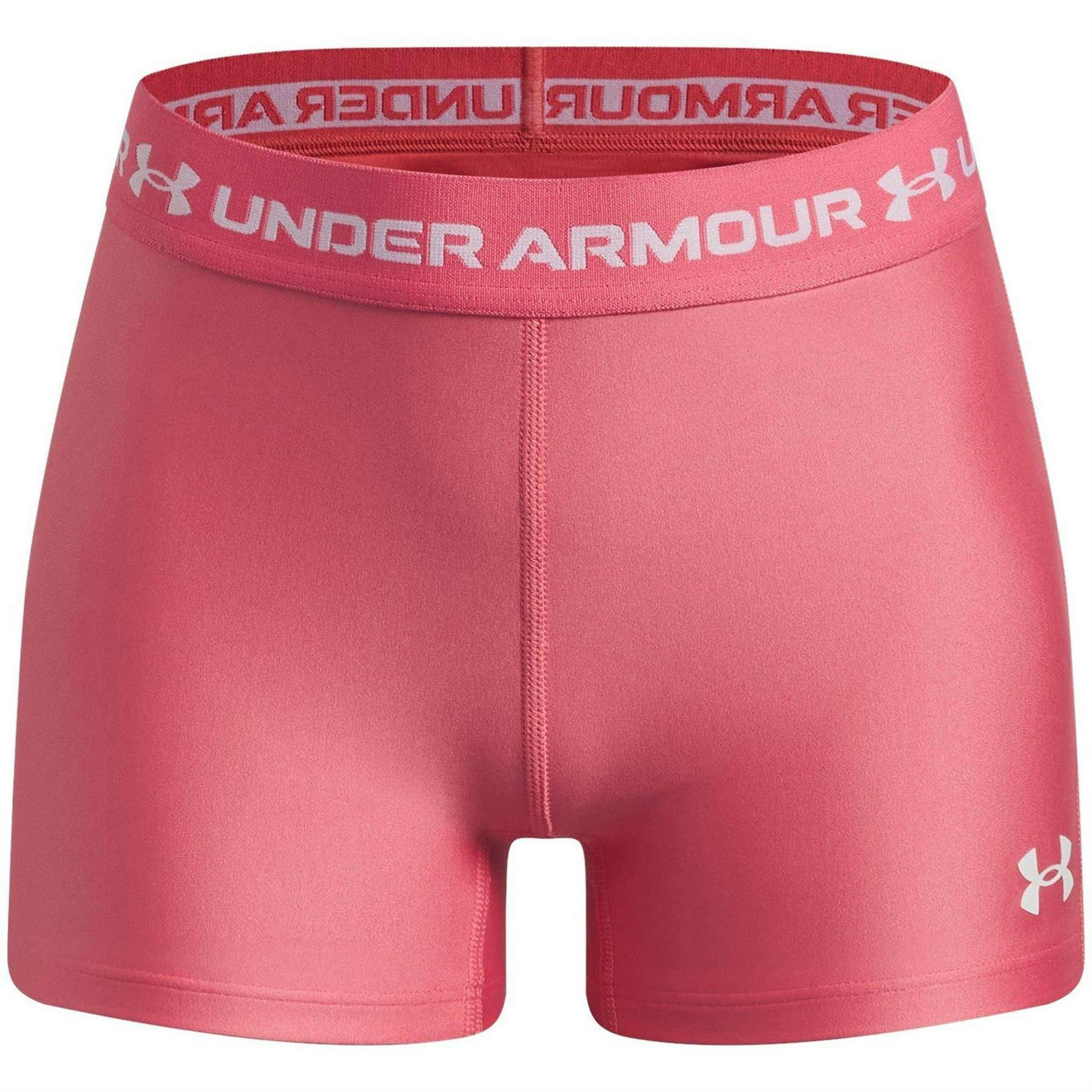 Under Armour Girls Pink/White Heatgear Workout Compression Shorts - 13 Years - 87% Polyester/13% Elastane