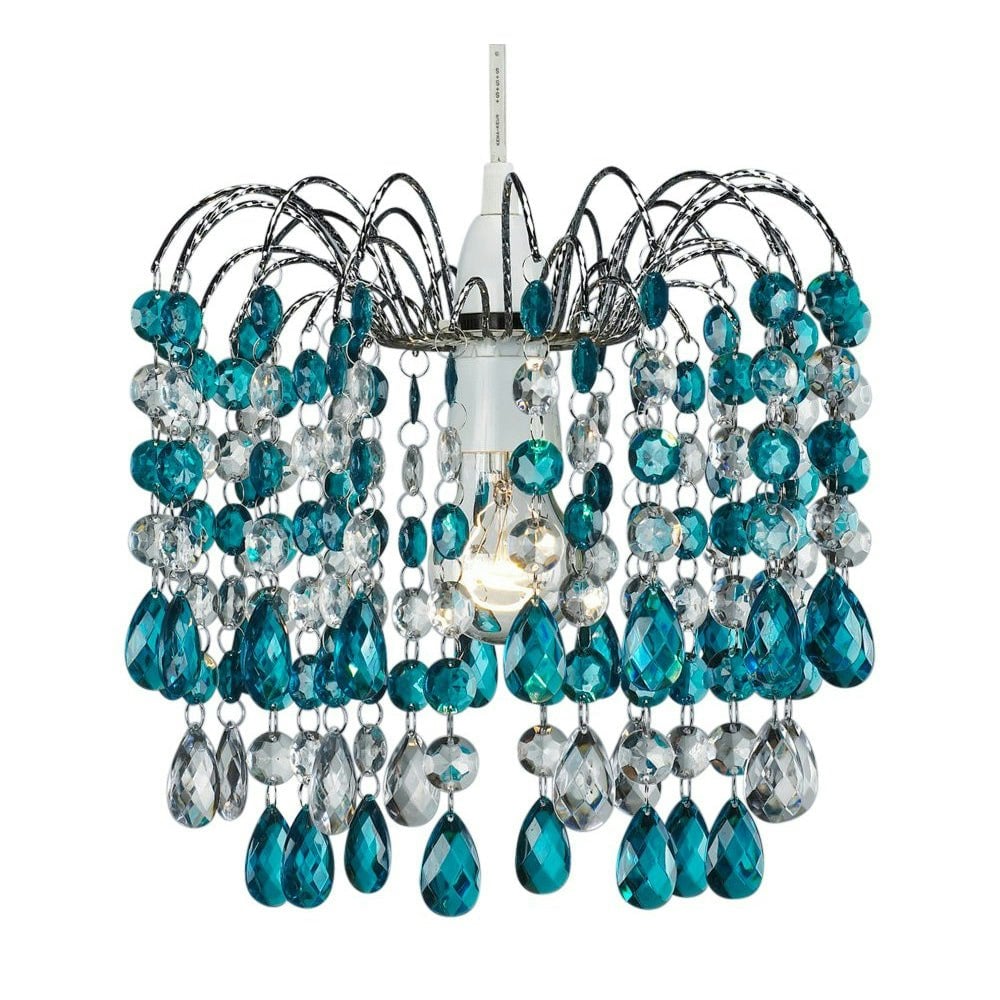 Rackhams Light Contemporary Pendant Shade With Teal Acrylic Droplets