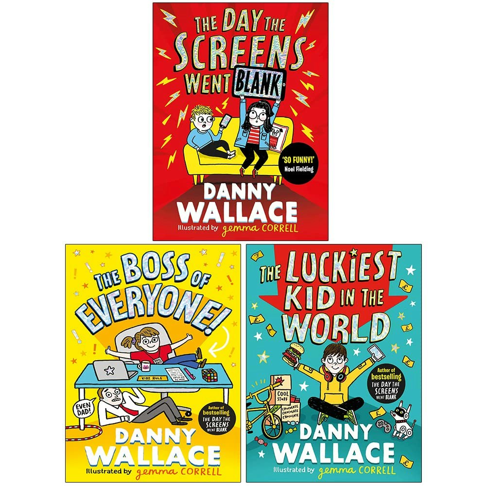 Simon & Schuster Ltd Boys Danny Wallace - The Day The Screens Went Blank, The Boss Of Everyone, The Luckiest Kid In The World