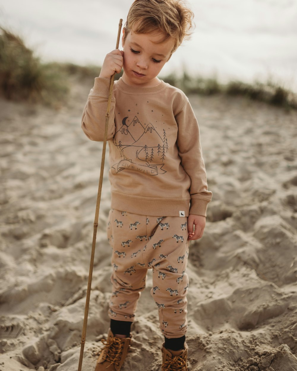 Turtledove London Beige Zebra Print Joggers - 2-3 Years