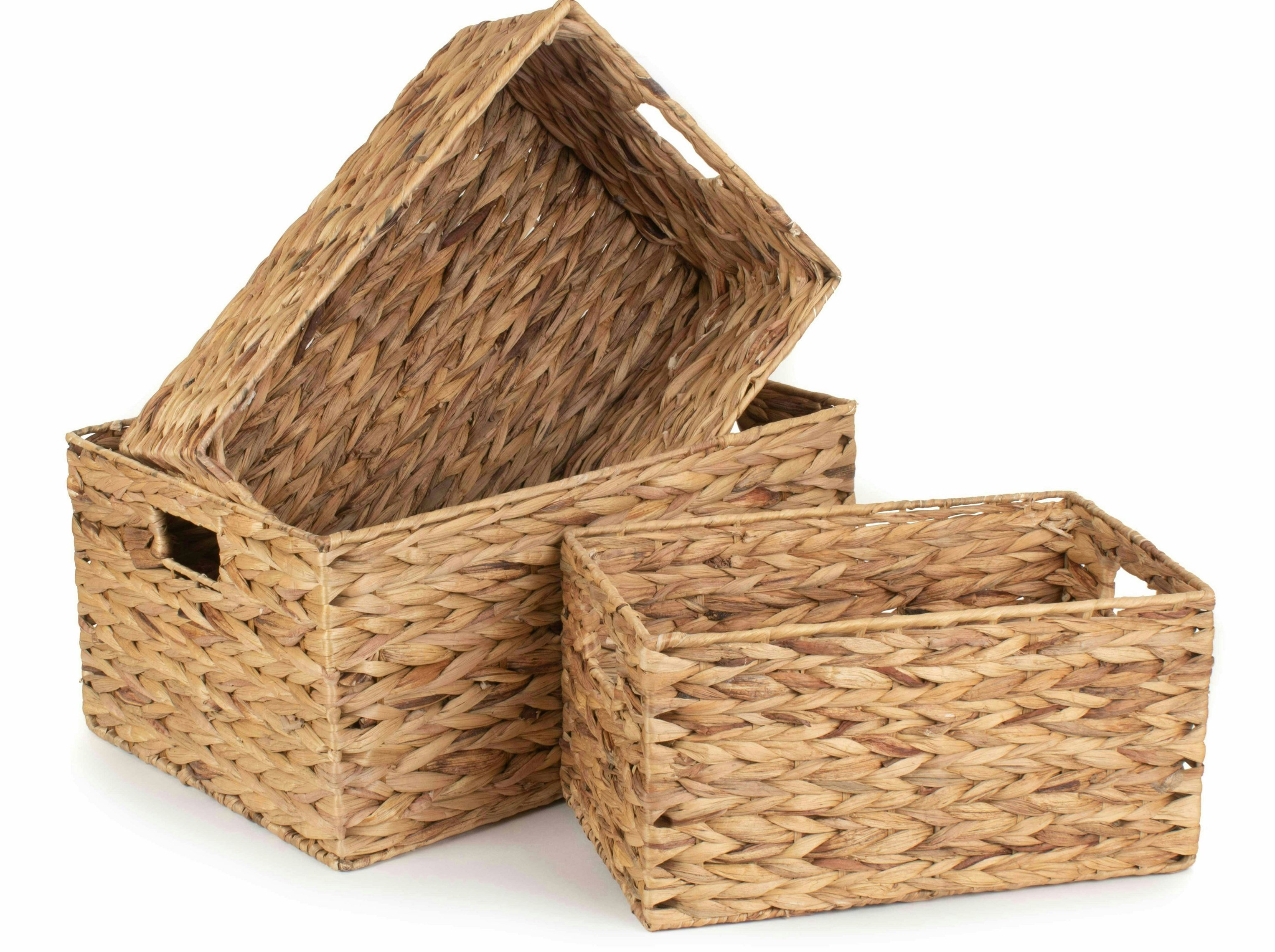 Rackhams Red Rectangular Water Hyacinth Storage Basket - Set Of 3