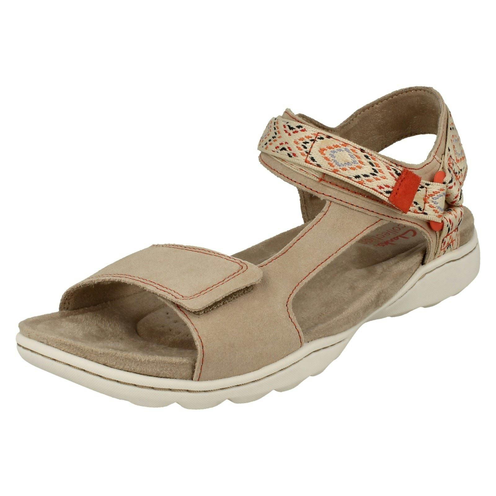 Clarks Women's Aztec Detailed Strappy Sandals Amanda Step - Sand - Uk 6.5