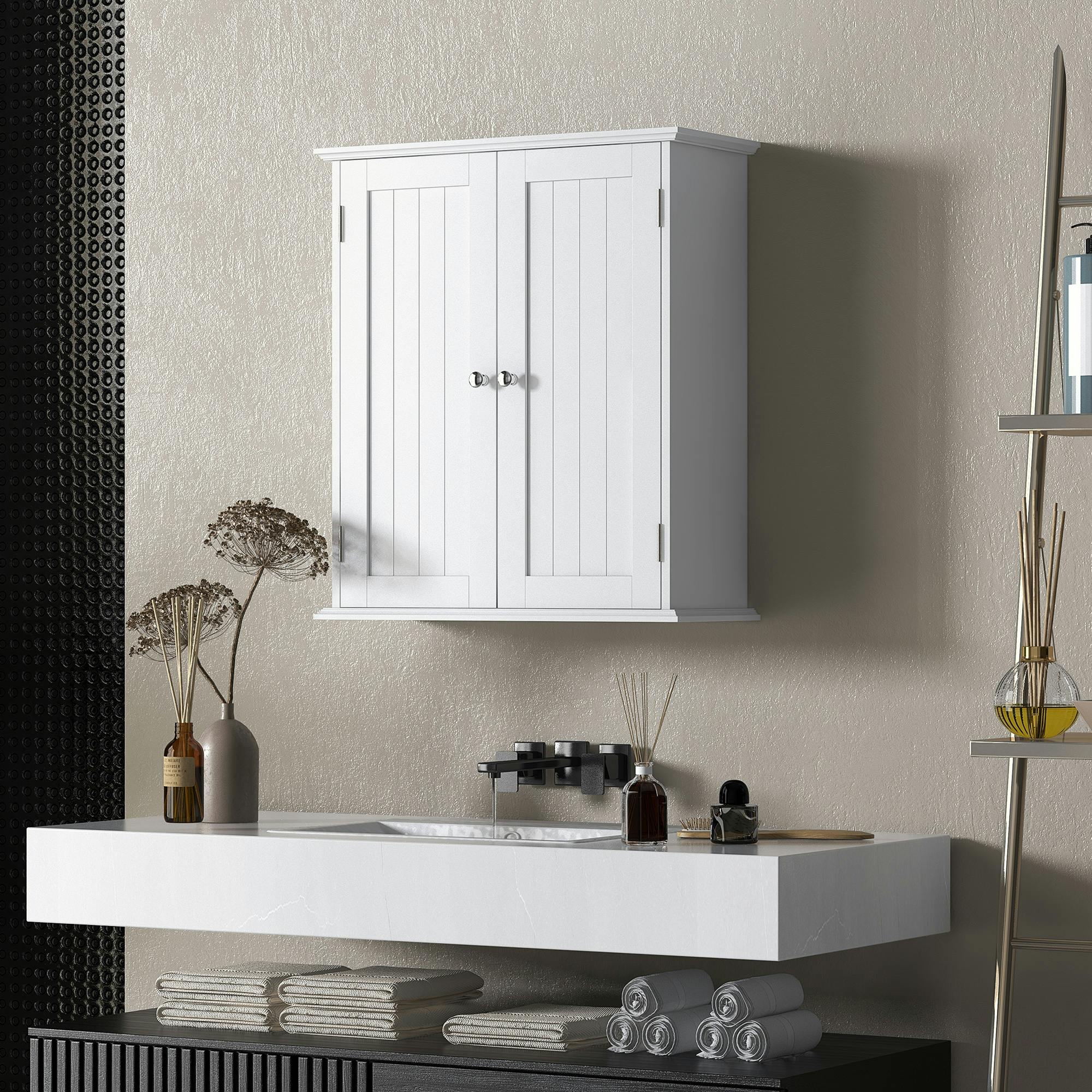 Rackhams White 3-Tier Bathroom Cabinet, Wall-Mounted Medicine Cabinet,