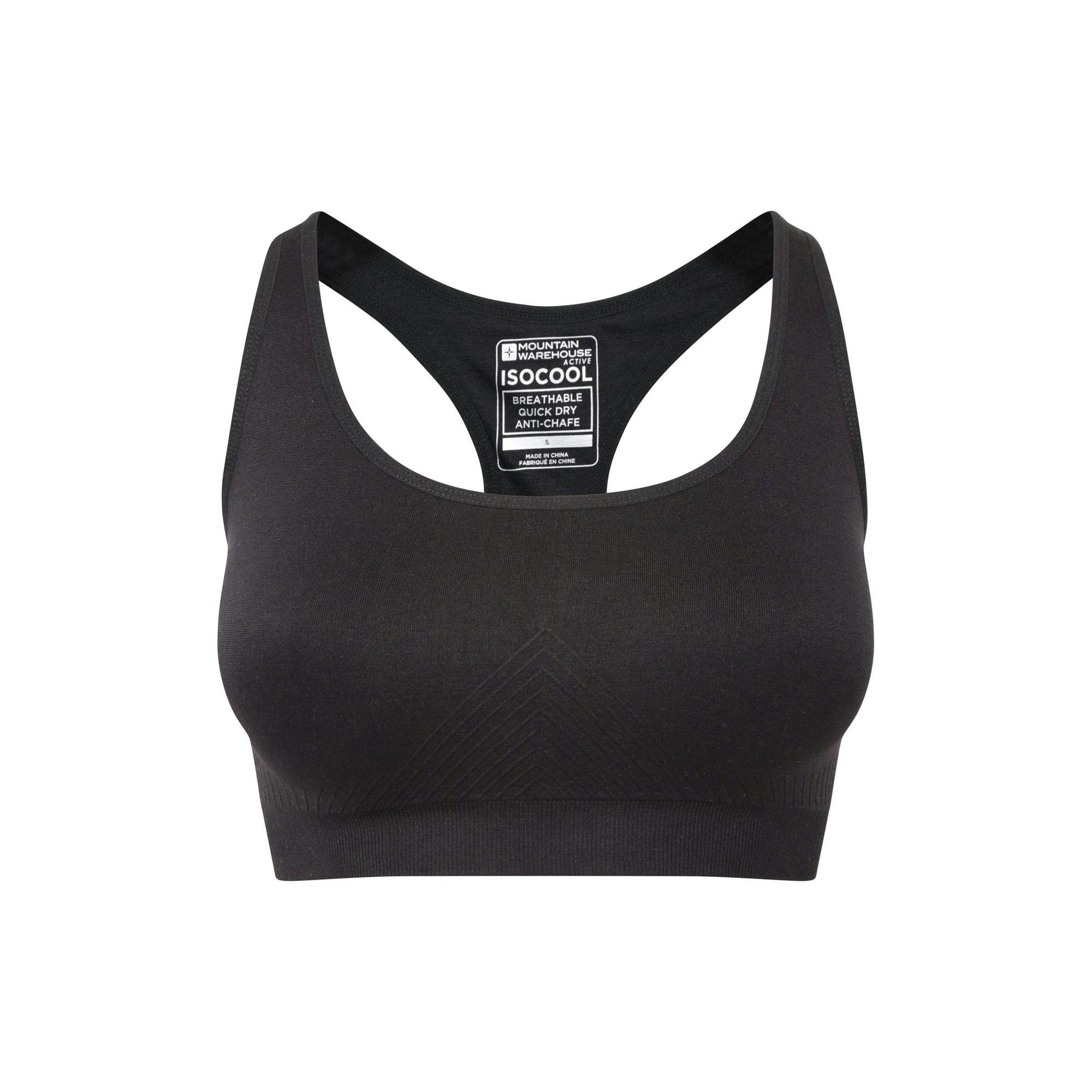 Mountain Warehouse Women's Black Anti-Chafe Seamless Sports Bra - S - 96% Polyamide/4% Elastane