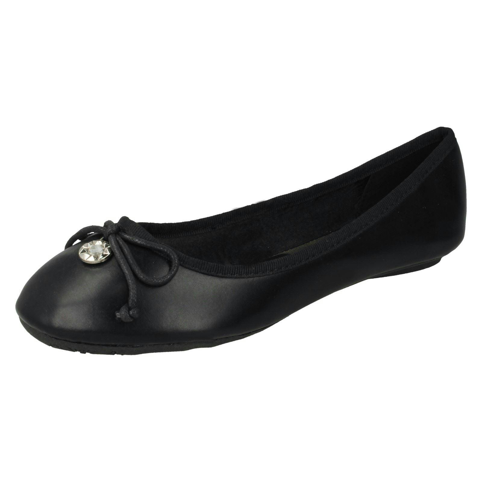 Spot On Women's Black Flat Ballerina Shoes - Uk 5