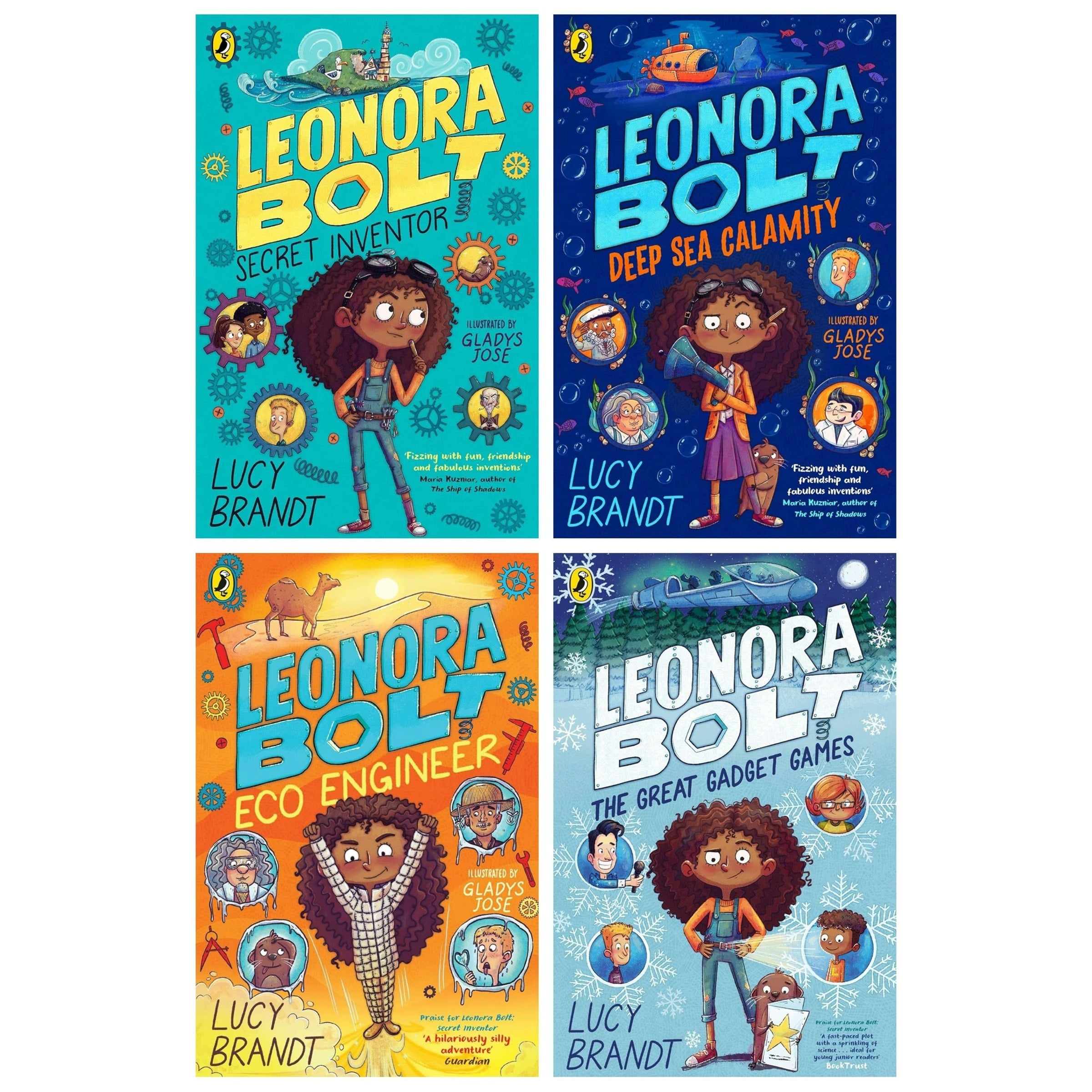 Various Publishers Leonora Bolt Series 4 Books Collection Set By Lucy Brandt (Secret Inventor, Deep Sea Calamity, Eco Engineer, The Great Gadget Games)