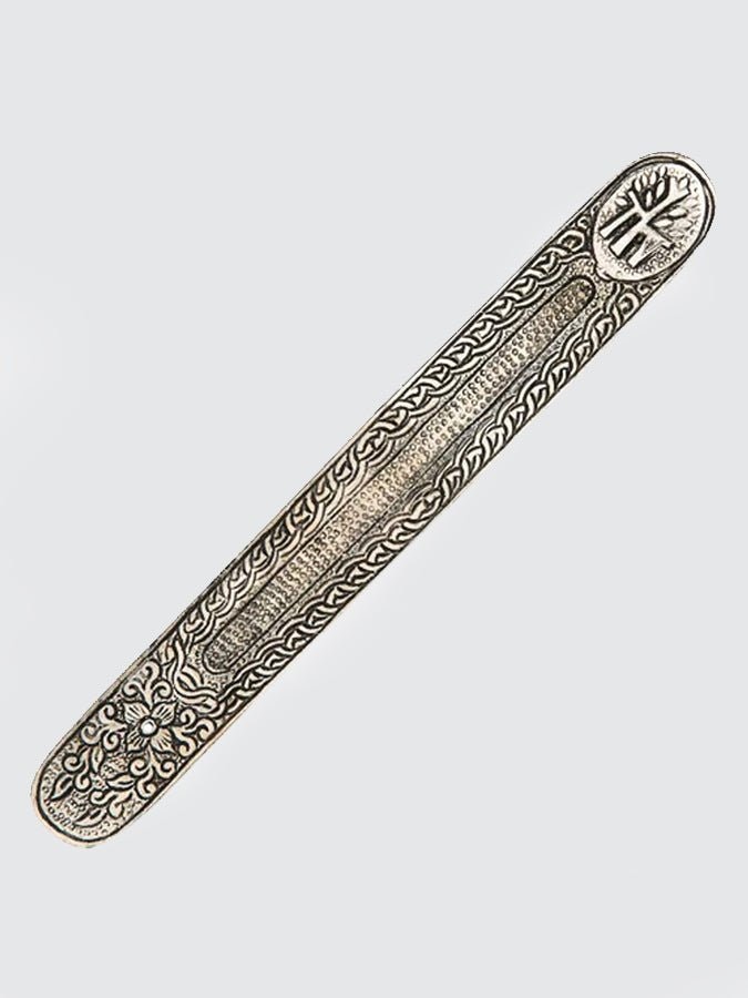Rackhams Silver Metal Embossed Incense Holder - Metal